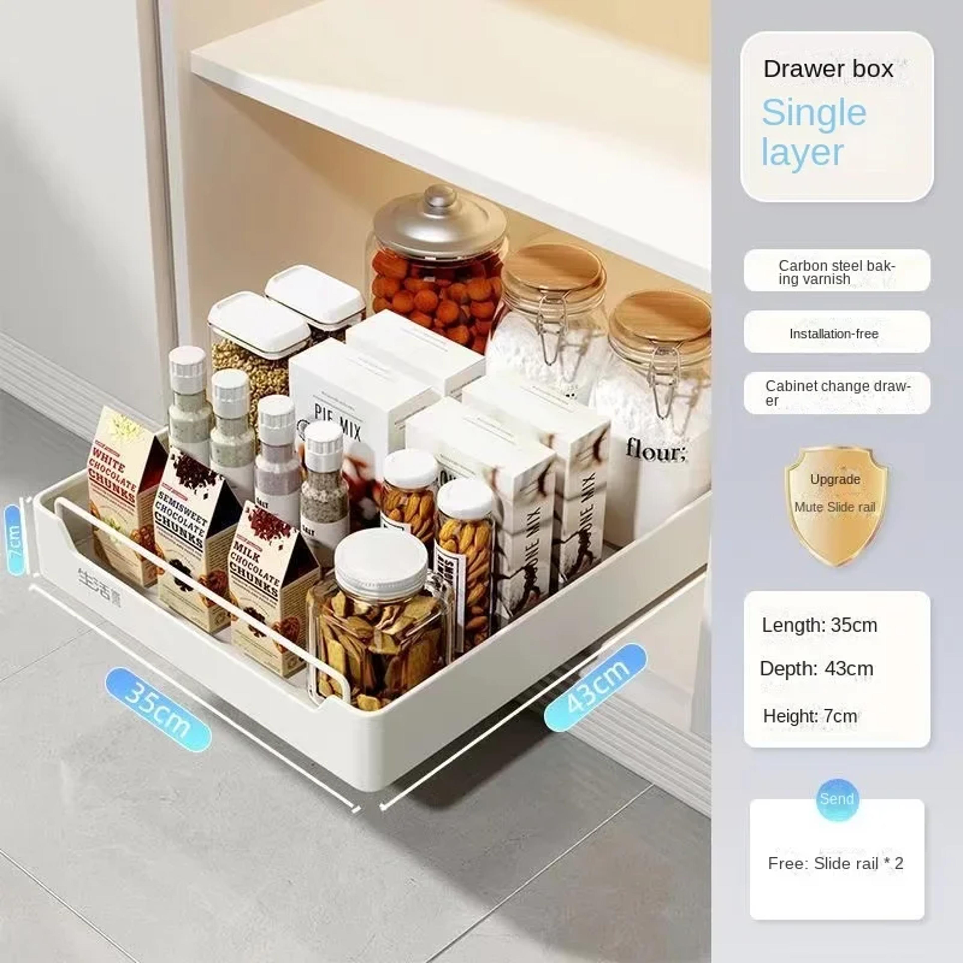 Pull Out Cabinet Organizer No Drill Slide Out Kitchen Storage Rack 17