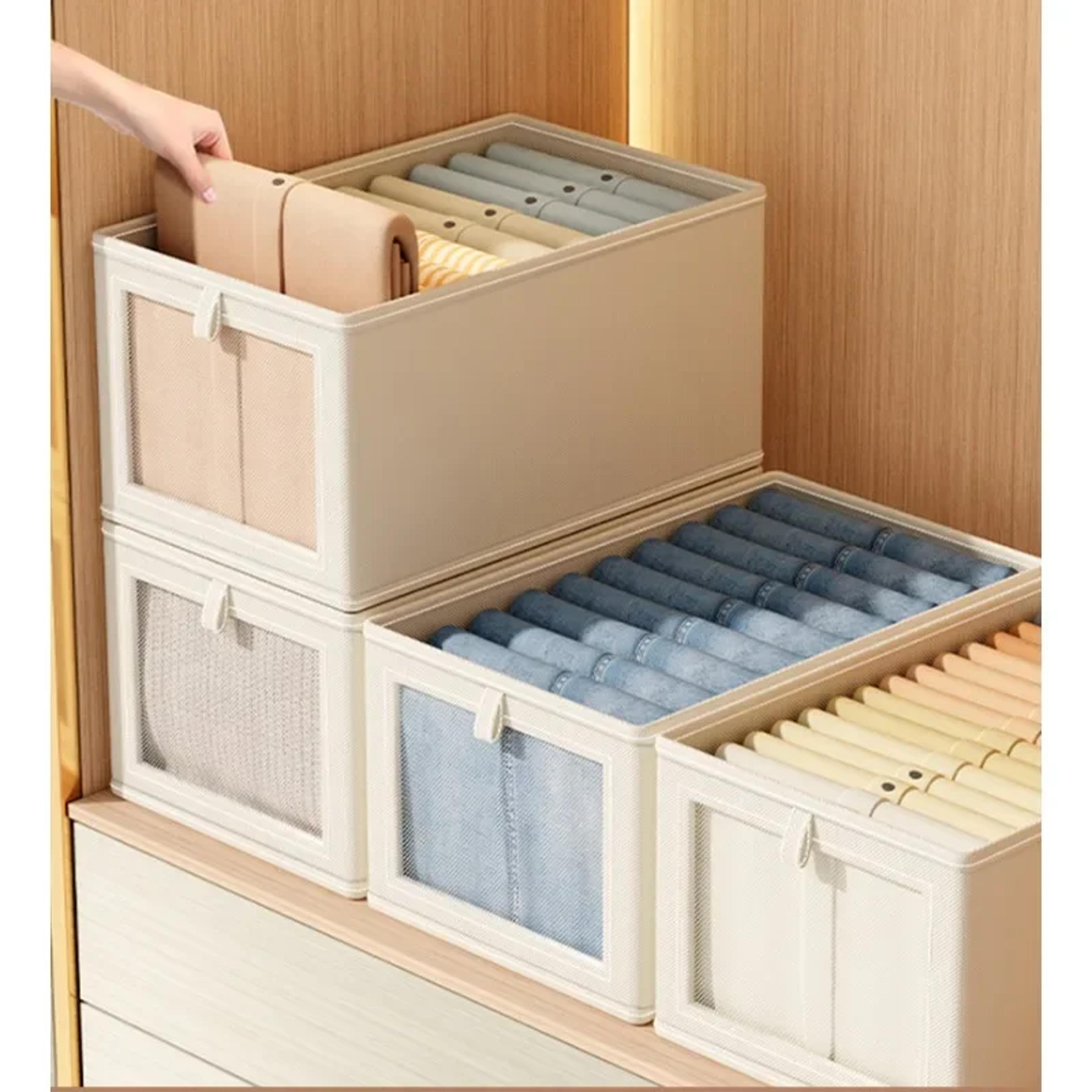 Large Foldable Storage Box With Clear Window Oxford Cloth Closet Organizer 3