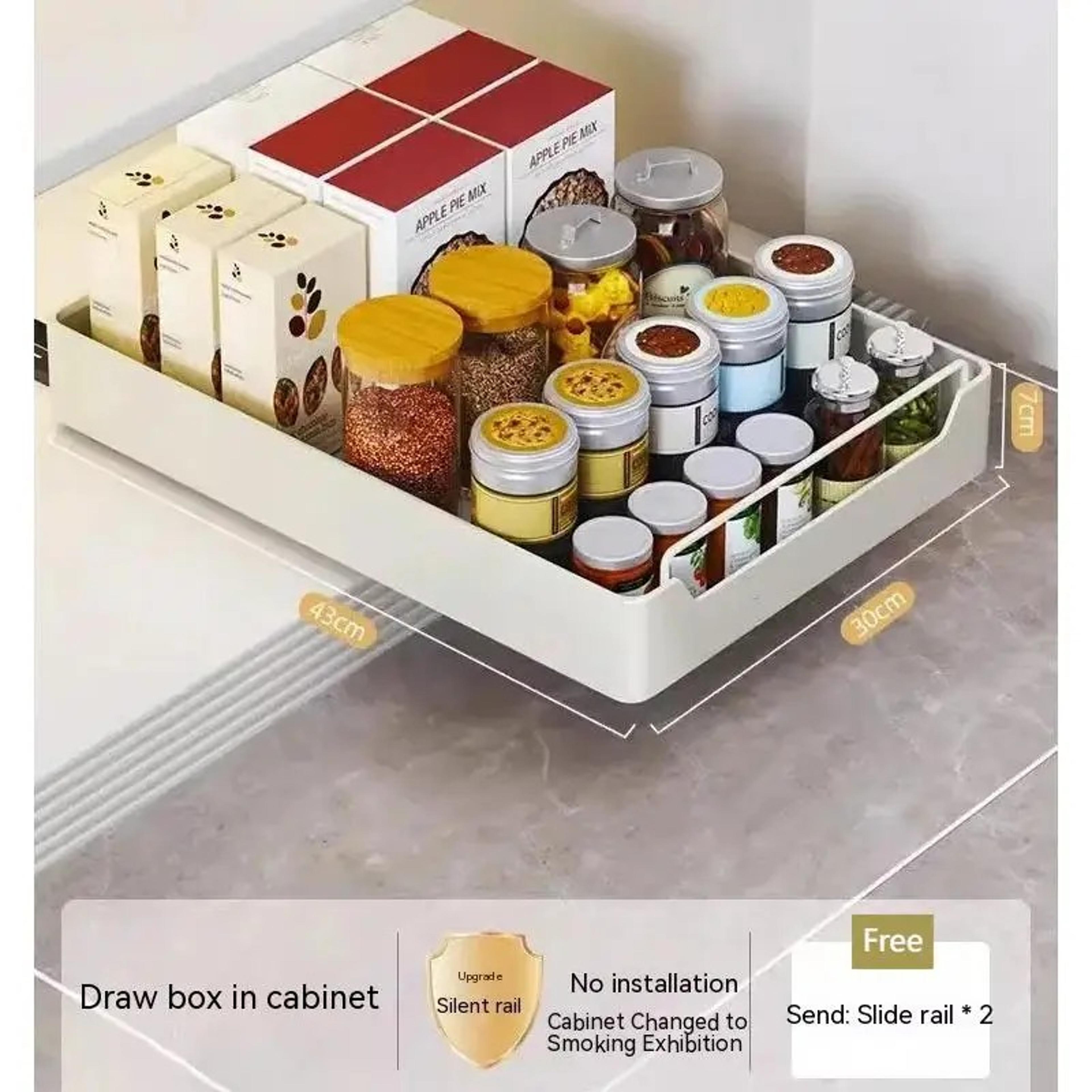 Pull Out Cabinet Organizer Metal Sliding Spice Rack Kitchen Storage Tray 5