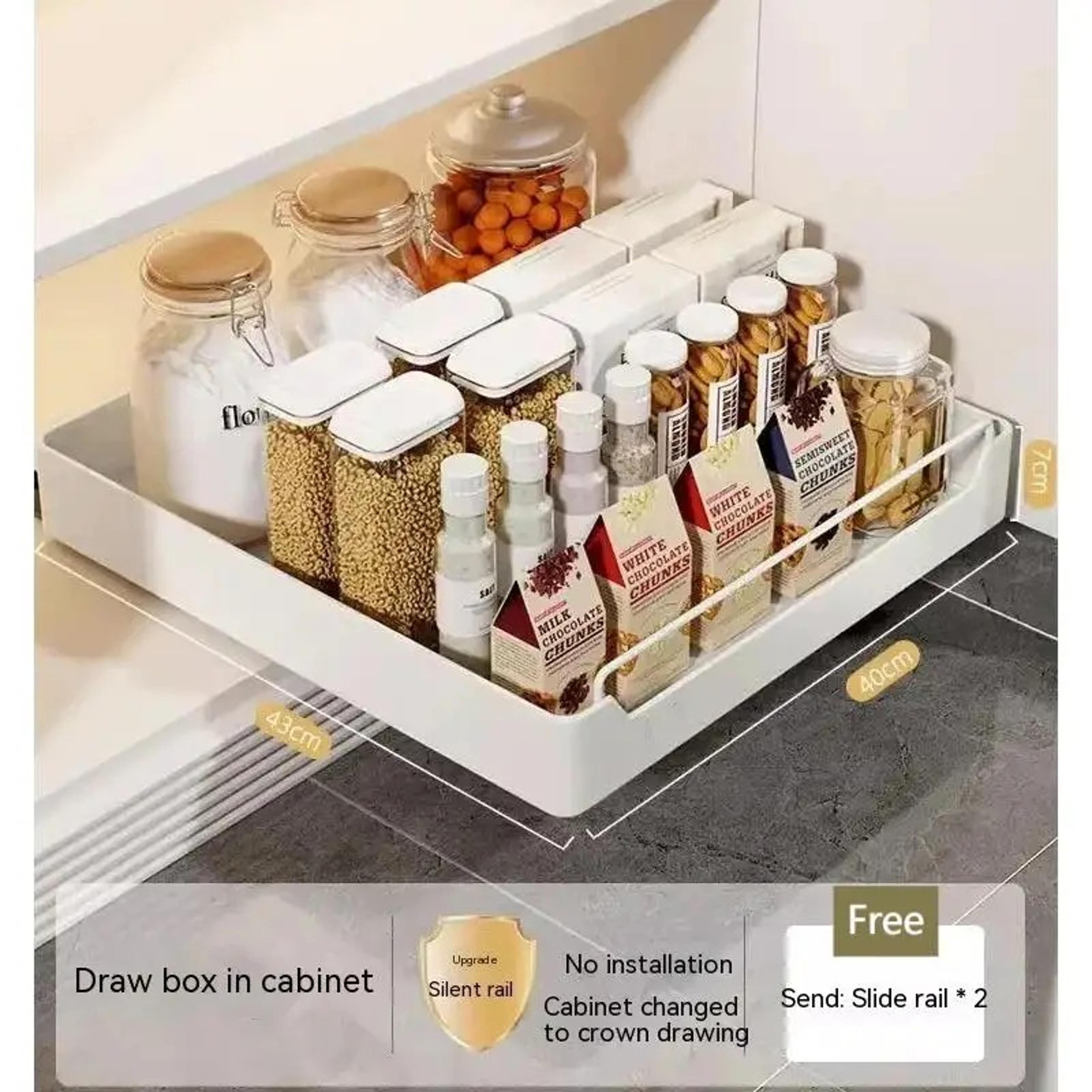 Pull Out Cabinet Organizer Metal Sliding Spice Rack Kitchen Storage Tray 7