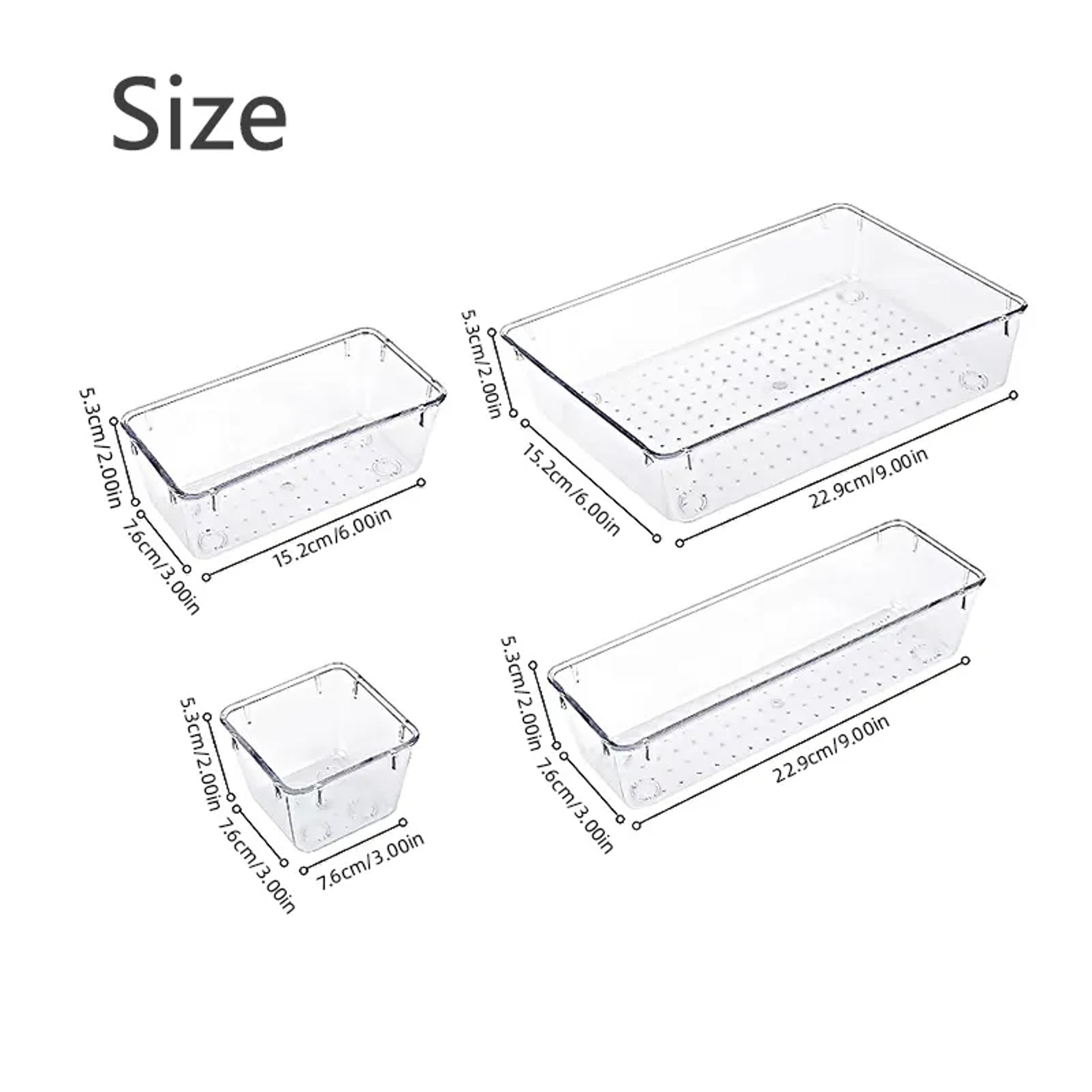 7 14 Piece Clear Drawer Organizer Set Plastic Storage Trays For Makeup Jewelry And Office 6