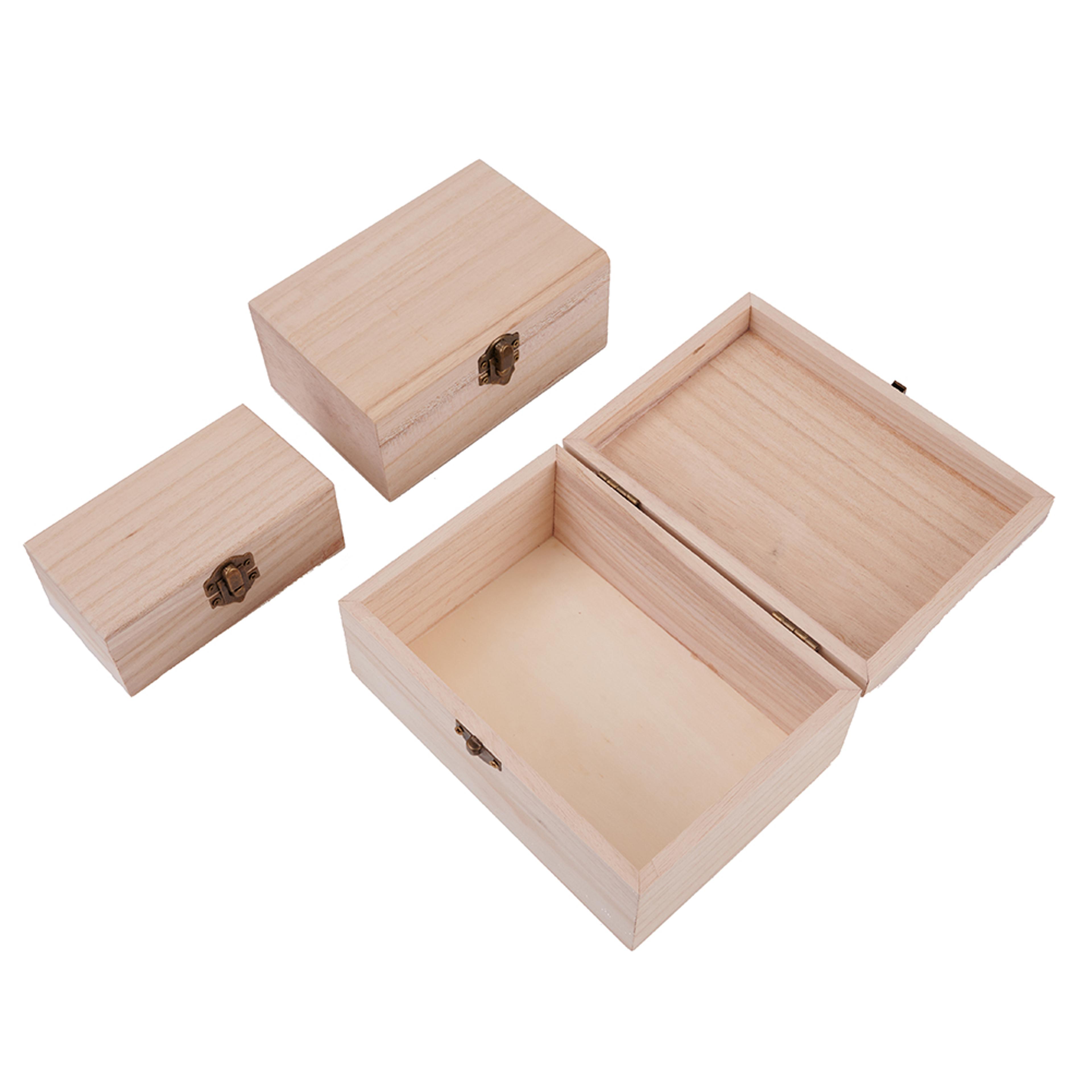 Natural Wooden Keepsake Box Hinged Craft Storage Box For DIY Gifts 2
