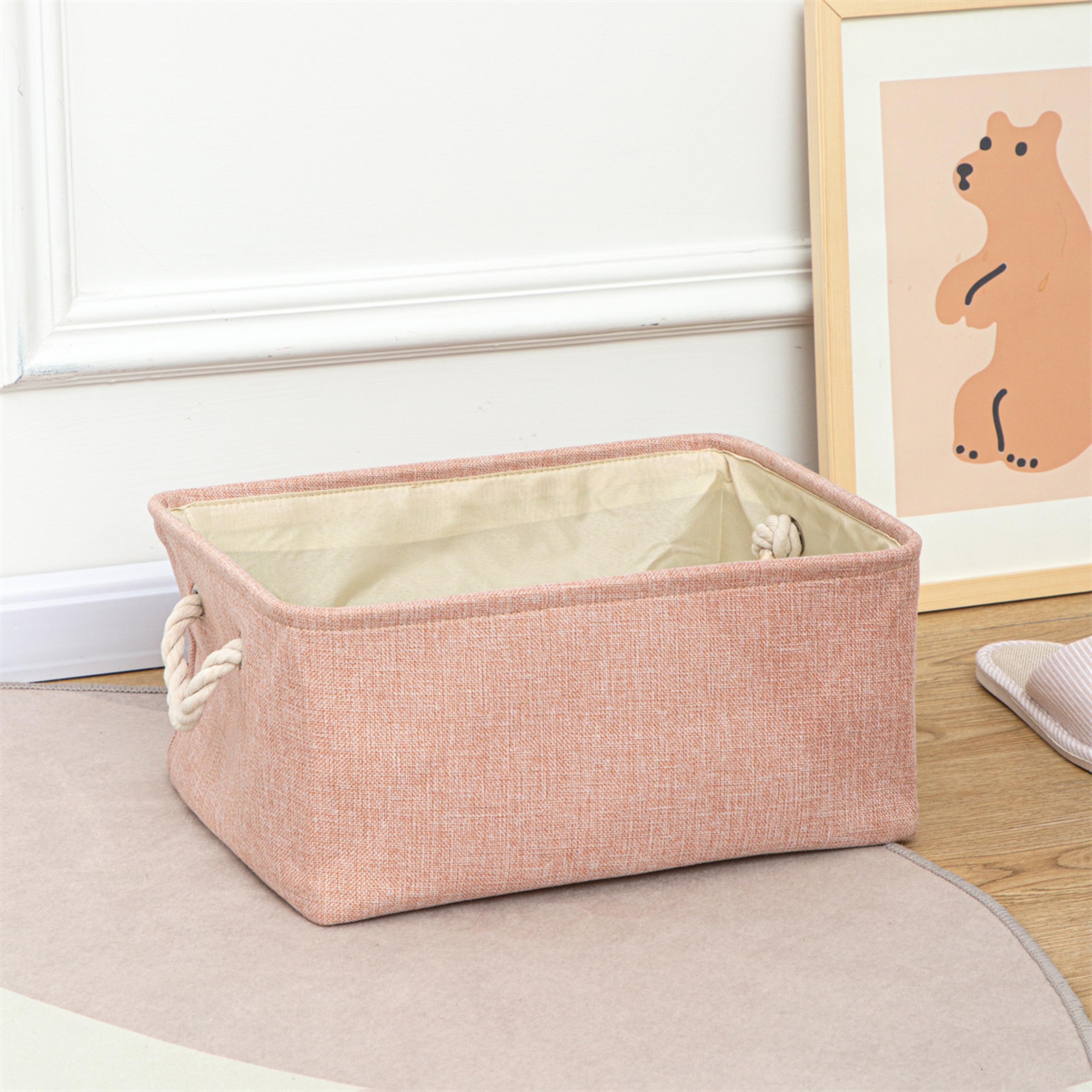 Foldable Storage Basket Linen Fabric Storage Bin With Handles For Closet Toys Laundry 6