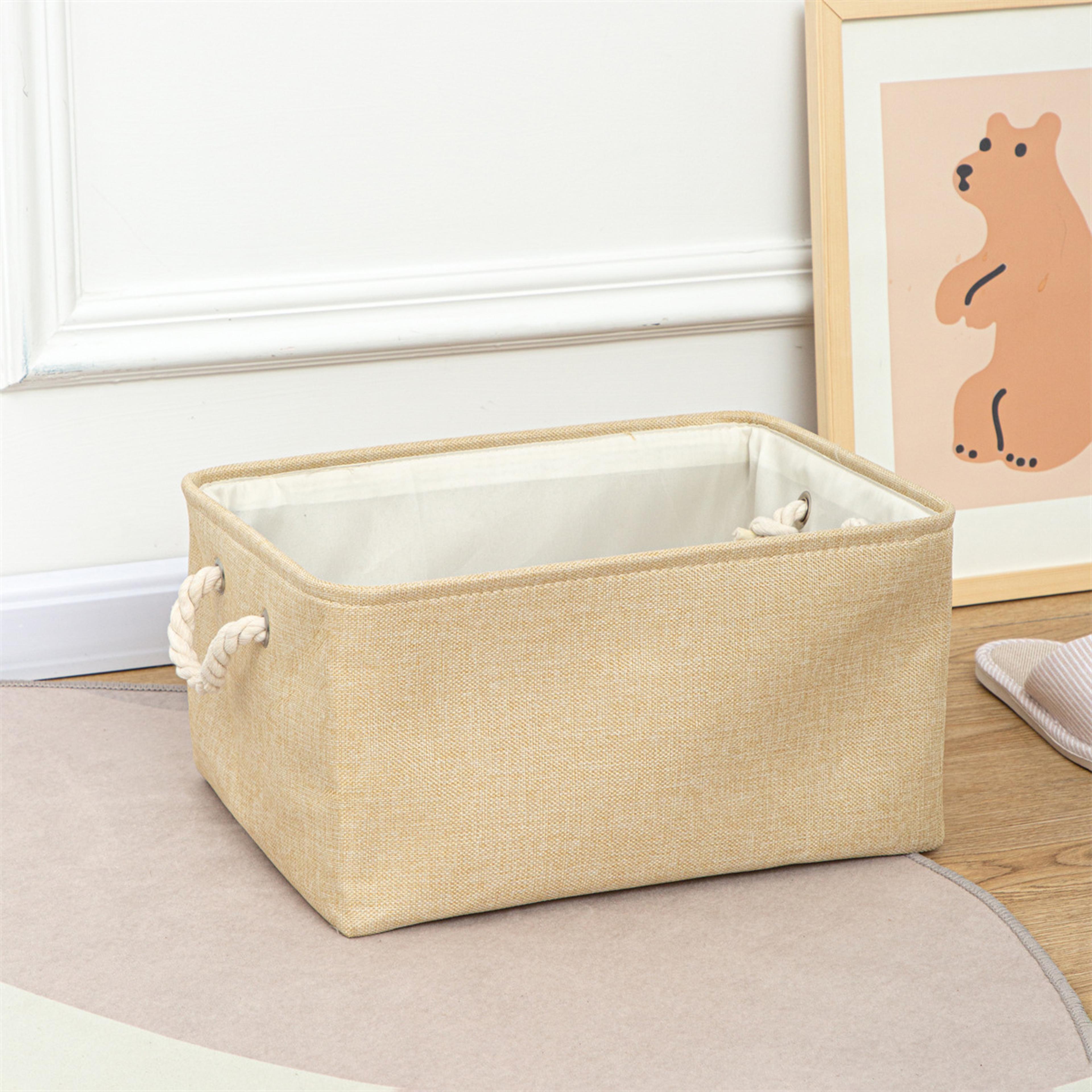 Foldable Storage Basket Linen Fabric Storage Bin With Handles For Closet Toys Laundry 8