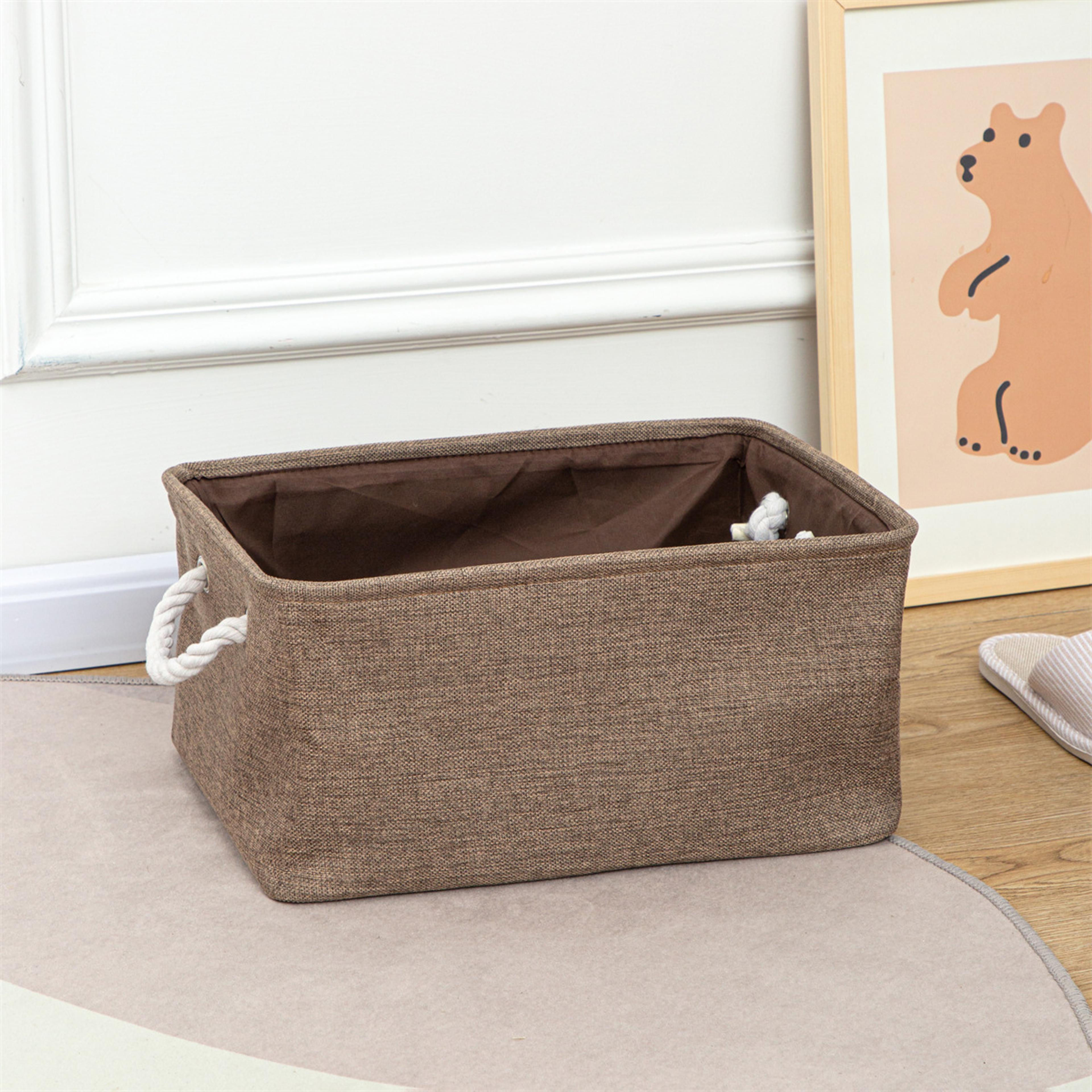 Foldable Storage Basket Linen Fabric Storage Bin With Handles For Closet Toys Laundry 9