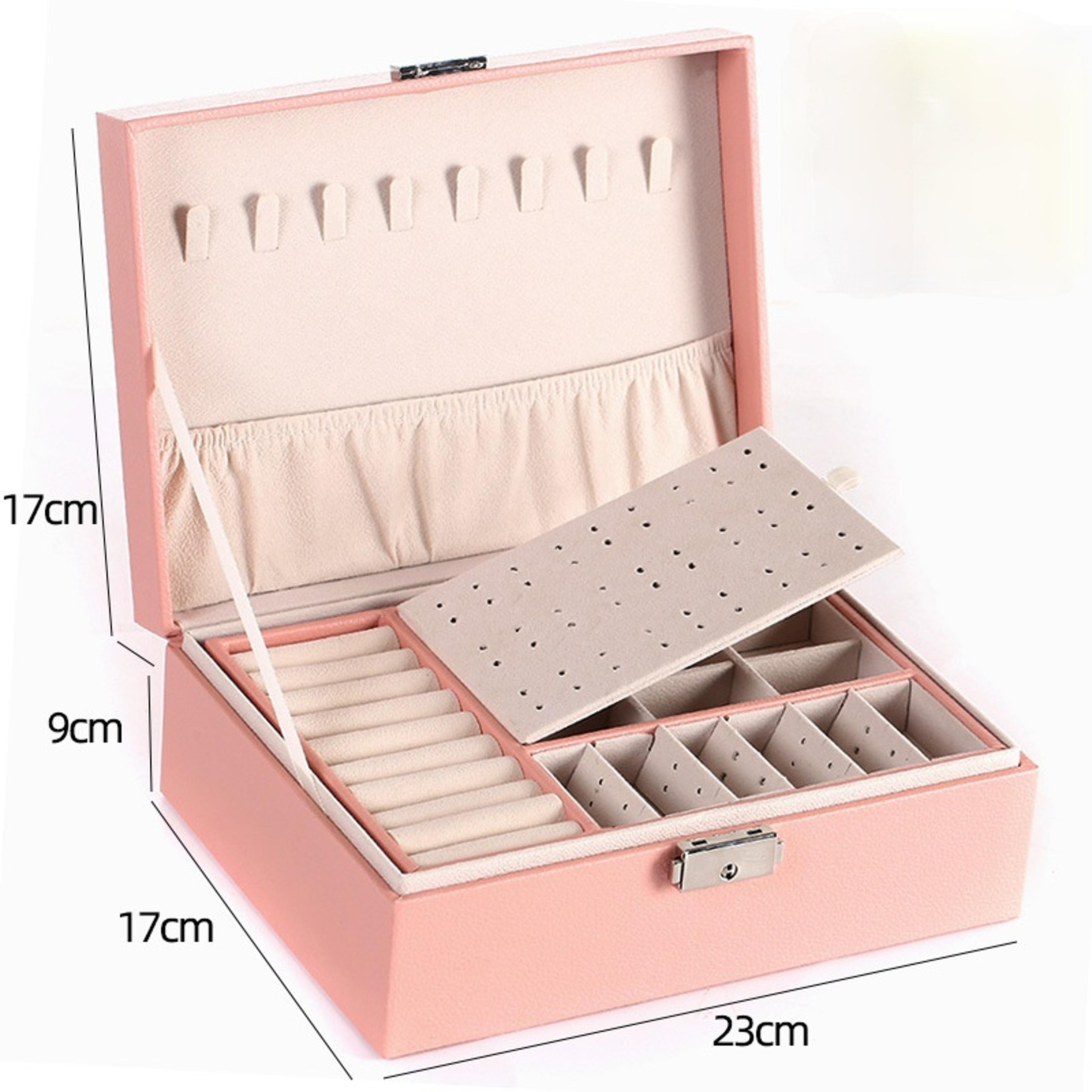 Double Layer Jewelry Organizer Box PU Leather Storage Case For Rings Earrings And Necklaces 7