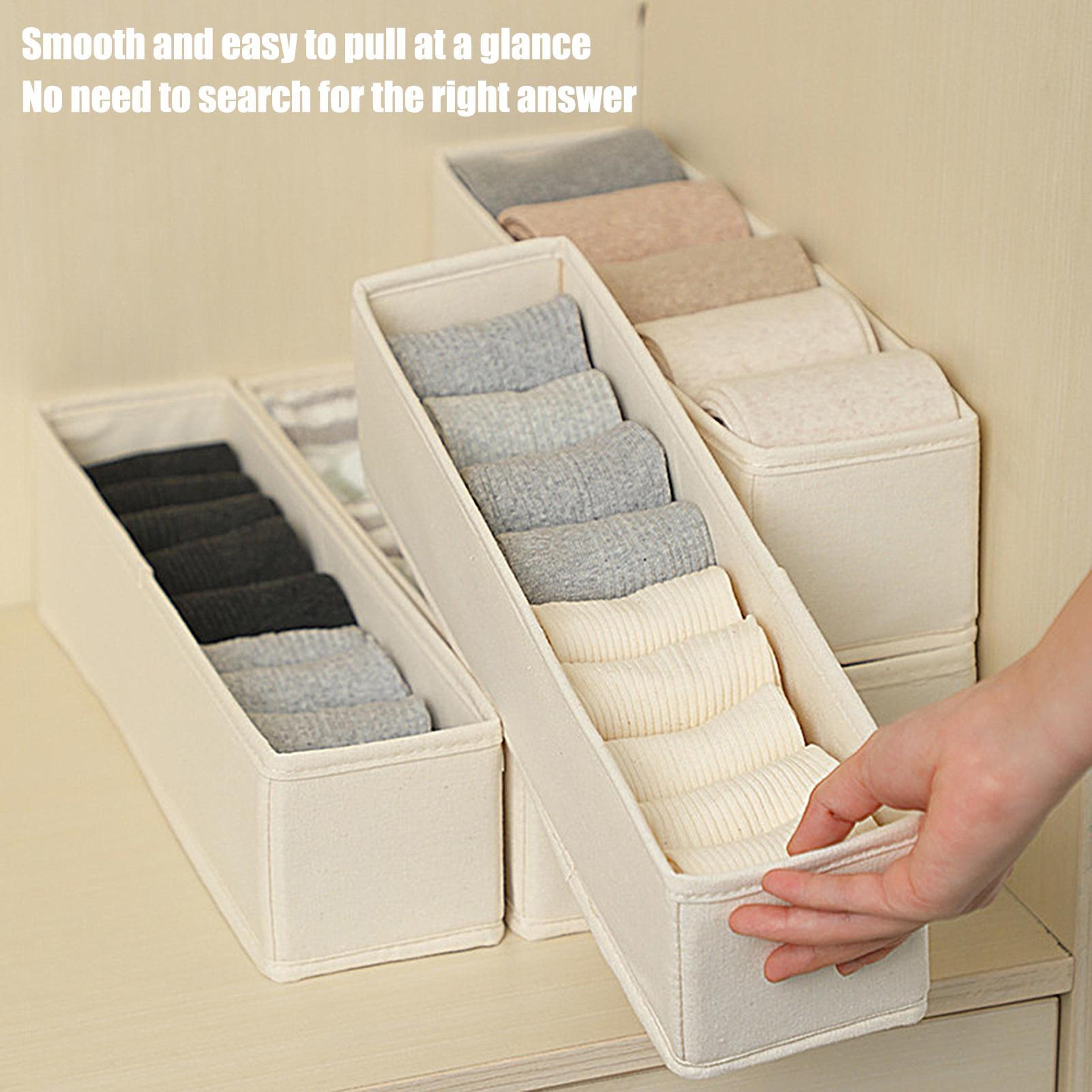 Narrow Drawer Organizer Foldable Fabric Storage Bin For Socks Underwear And Accessories 2