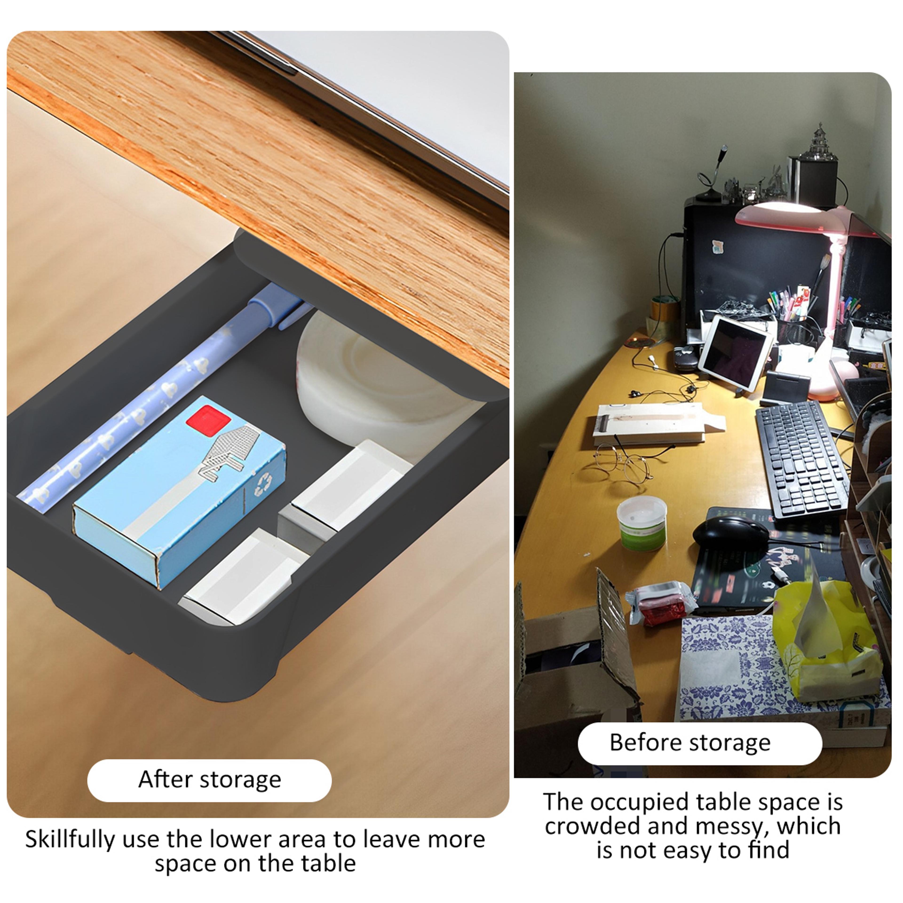 Self Adhesive Under Desk Drawer Hidden Desk Organizer And Pencil Tray 4