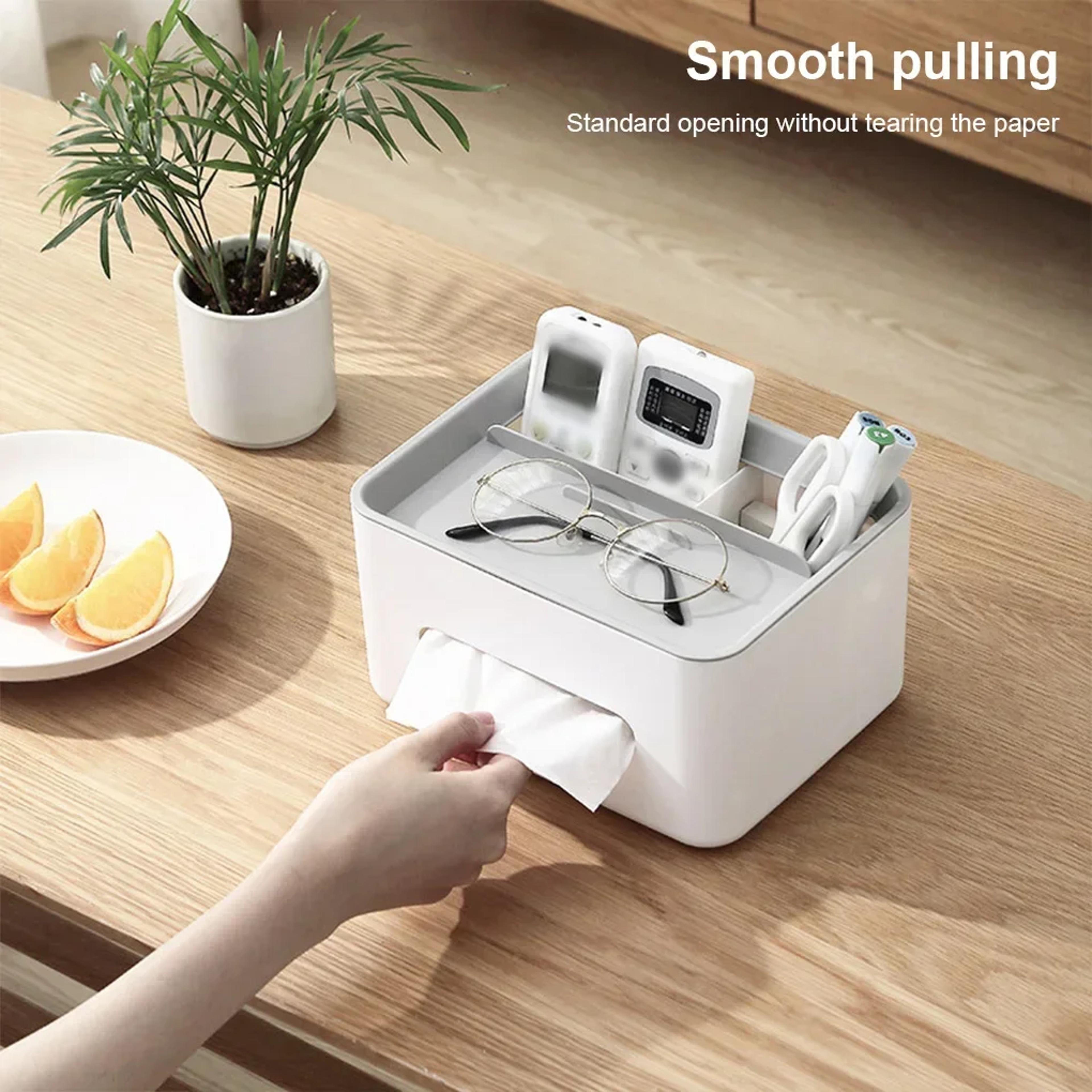 Multifunction Tissue Box Organizer With Remote Control Holder For Desk And Coffee Table 6