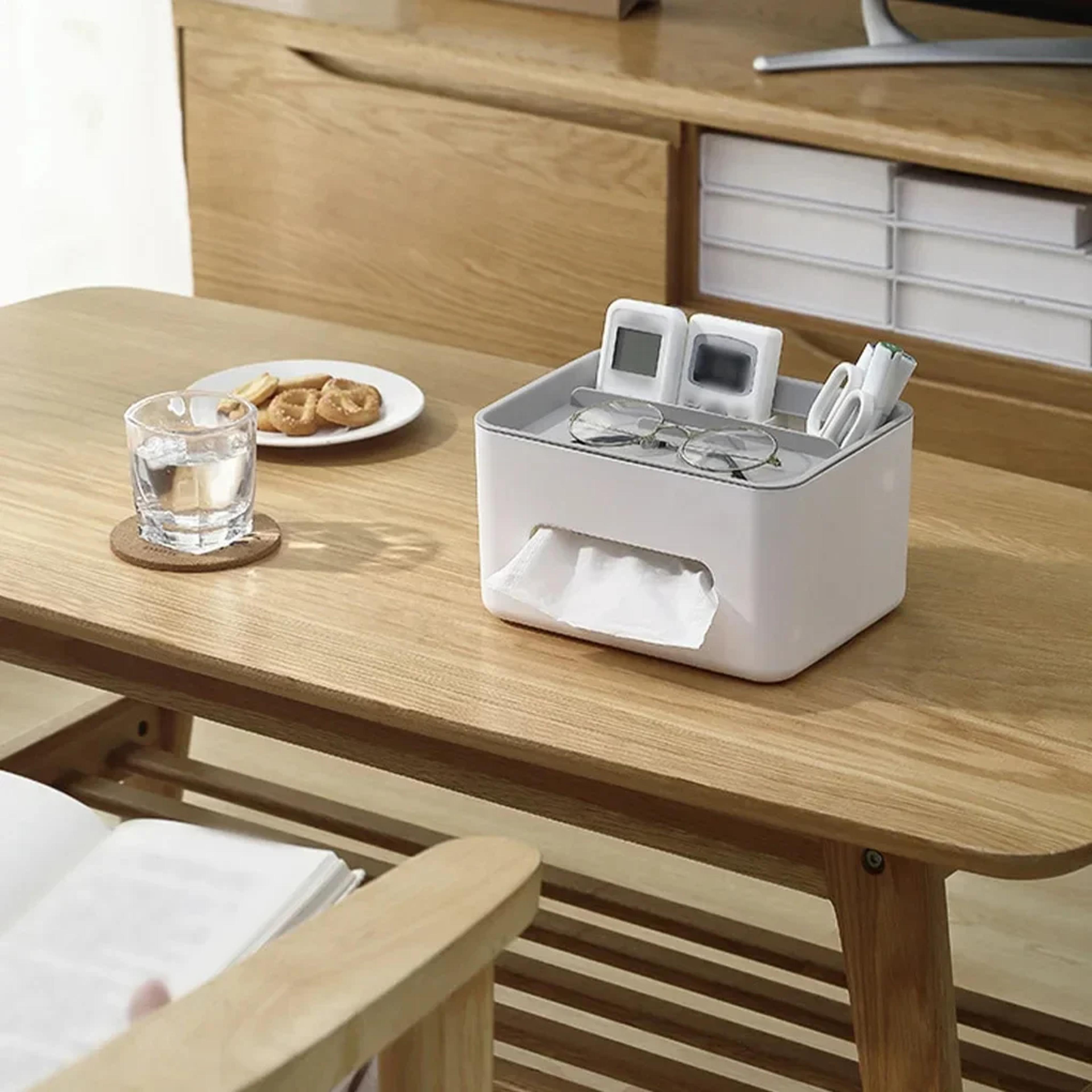 Multifunction Tissue Box Organizer With Remote Control Holder For Desk And Coffee Table 5