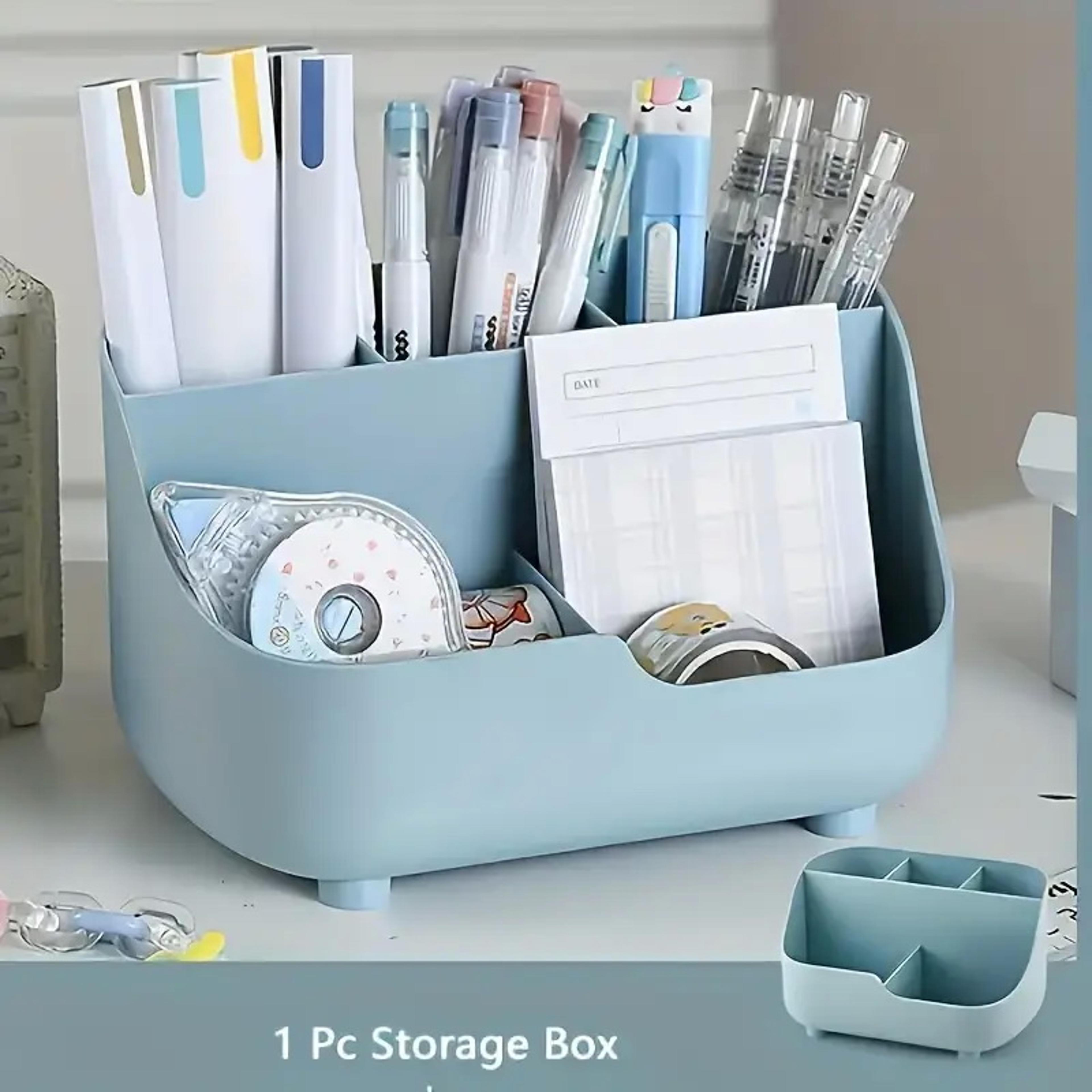 Large Capacity Desk Organizer 5 Compartment Stationery Storage Box 8