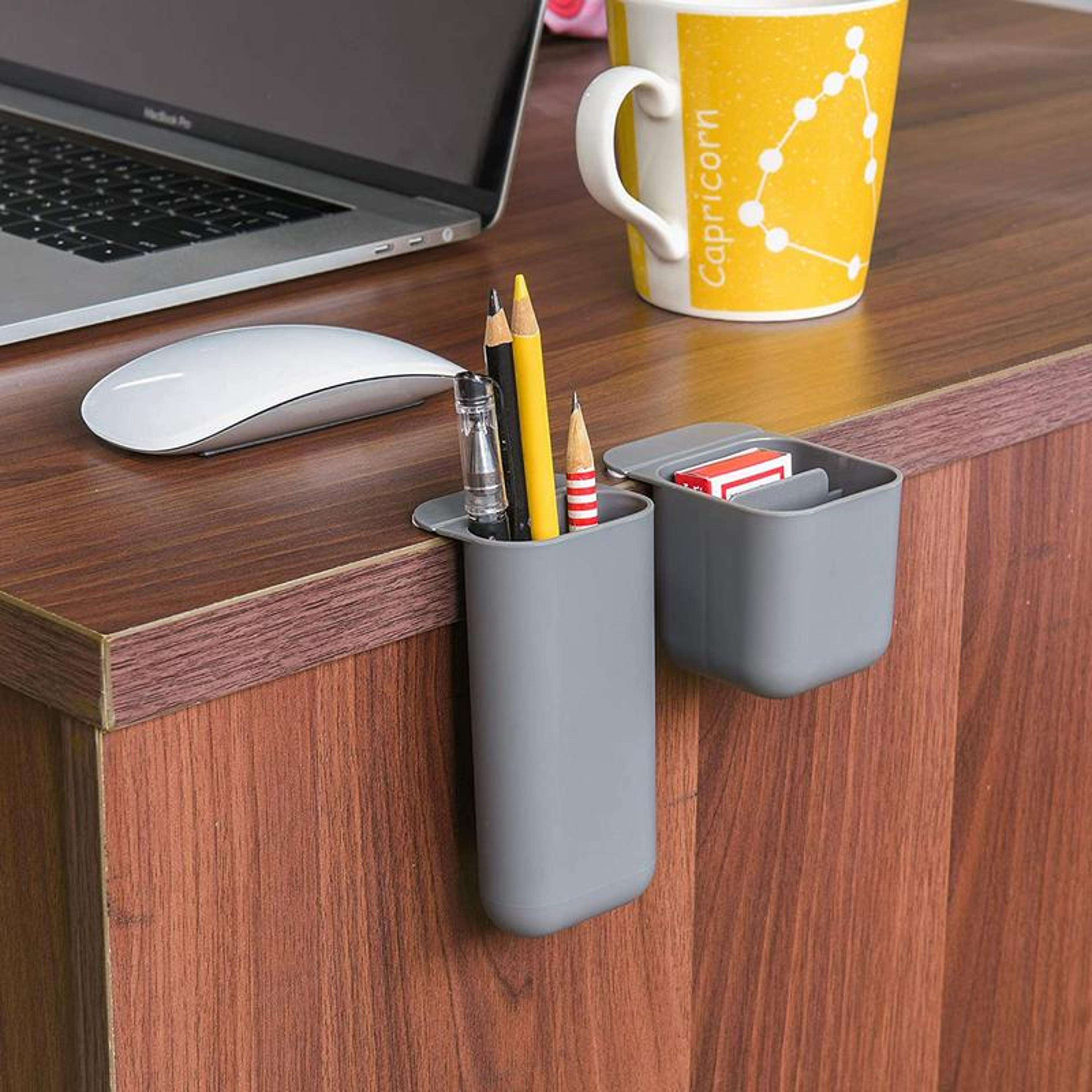Adhesive Monitor Pen Holder Space Saving Desktop Pencil Organizer 3