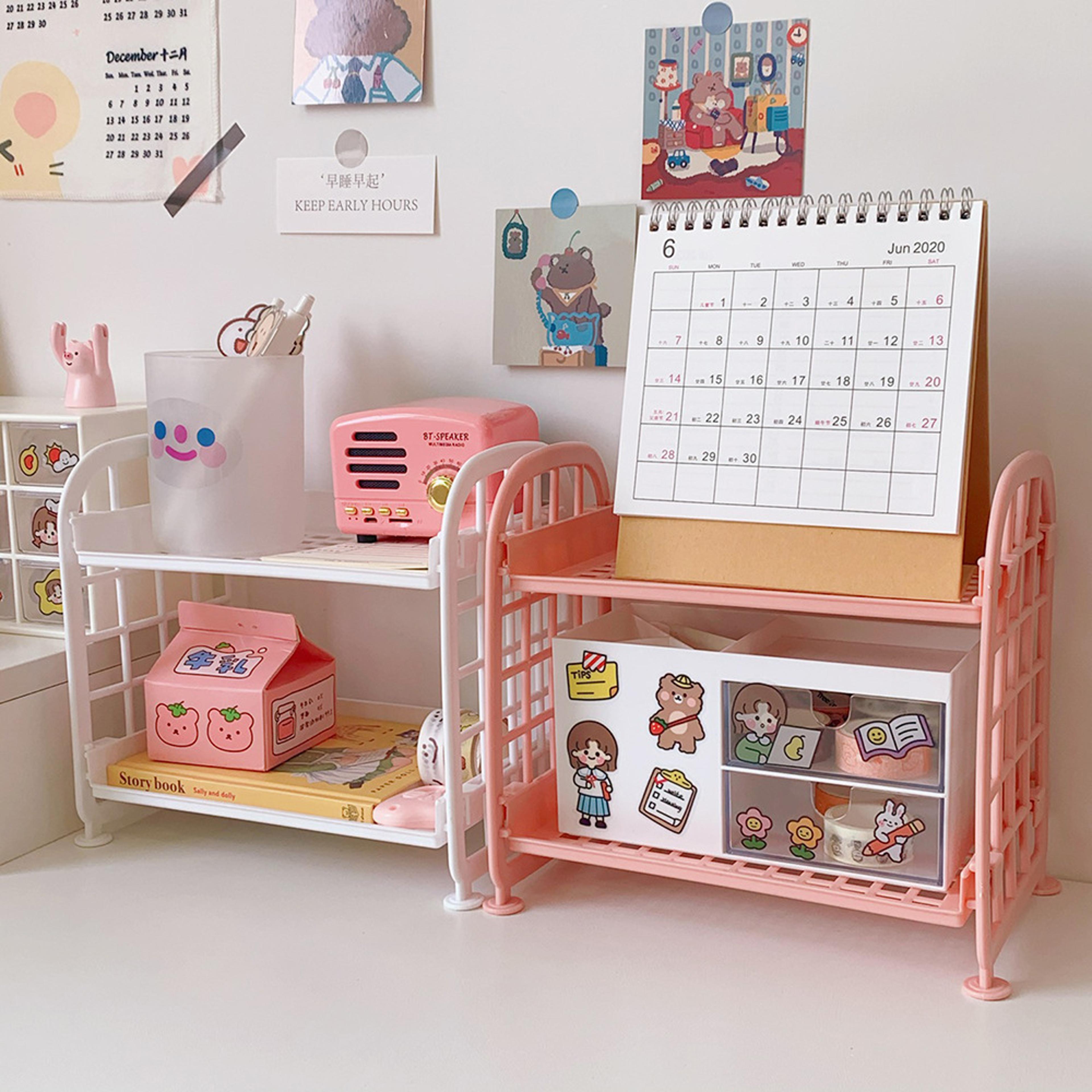 Foldable Double Layer Desktop Storage Shelf Space Saving Desk Organizer 2