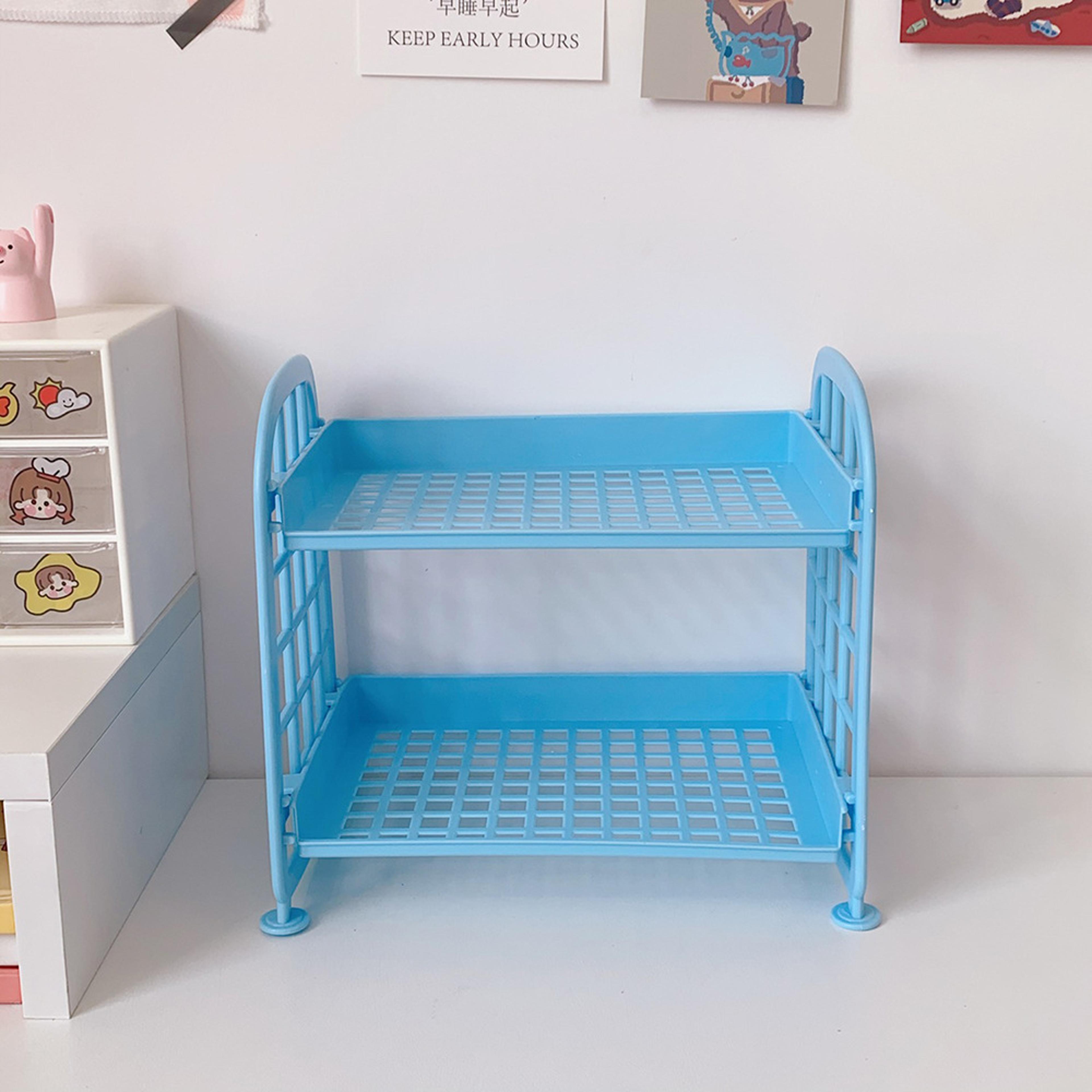 Foldable Double Layer Desktop Storage Shelf Space Saving Desk Organizer 8