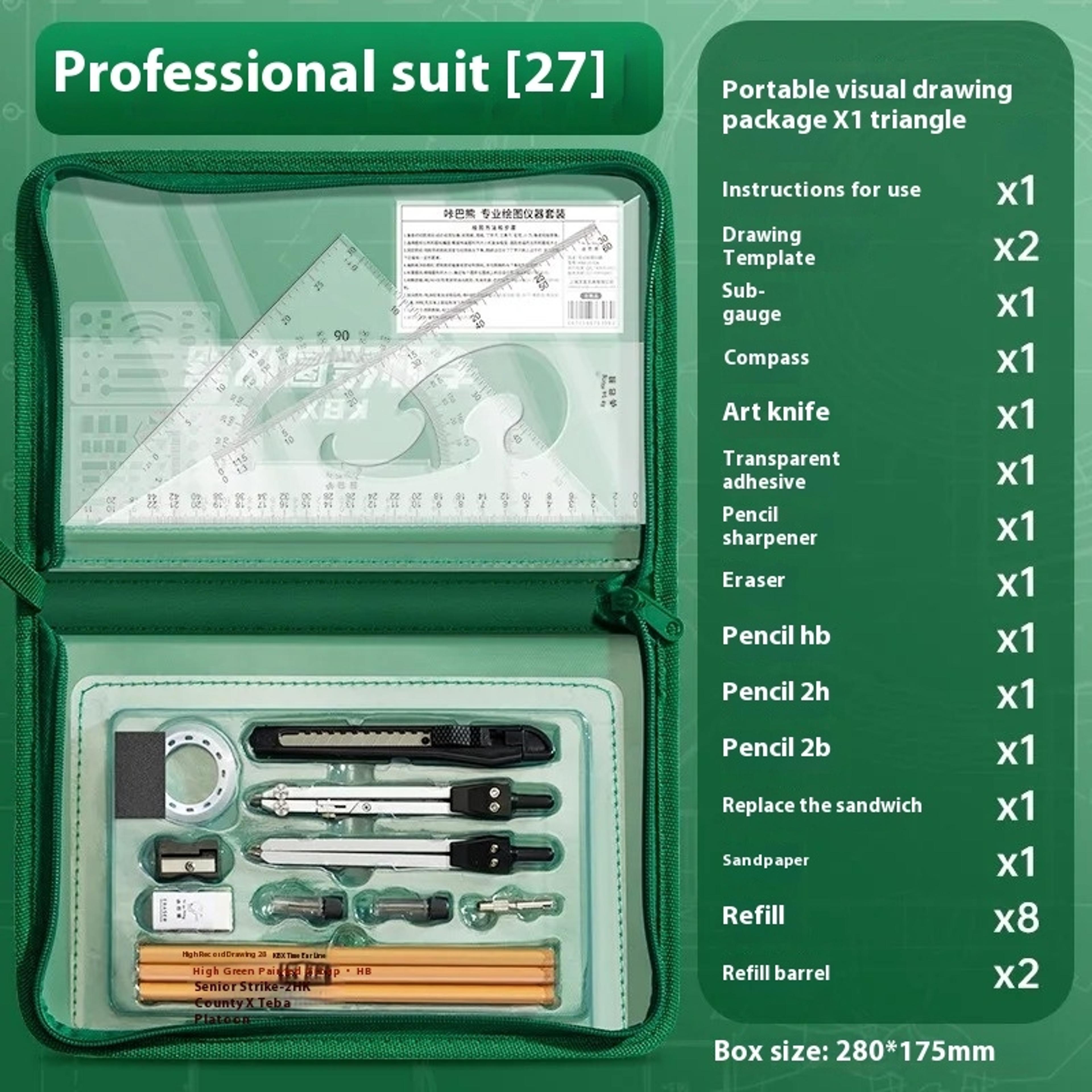 Professional Geometry Set Engineering Drawing Tools For Students And Drafting 6