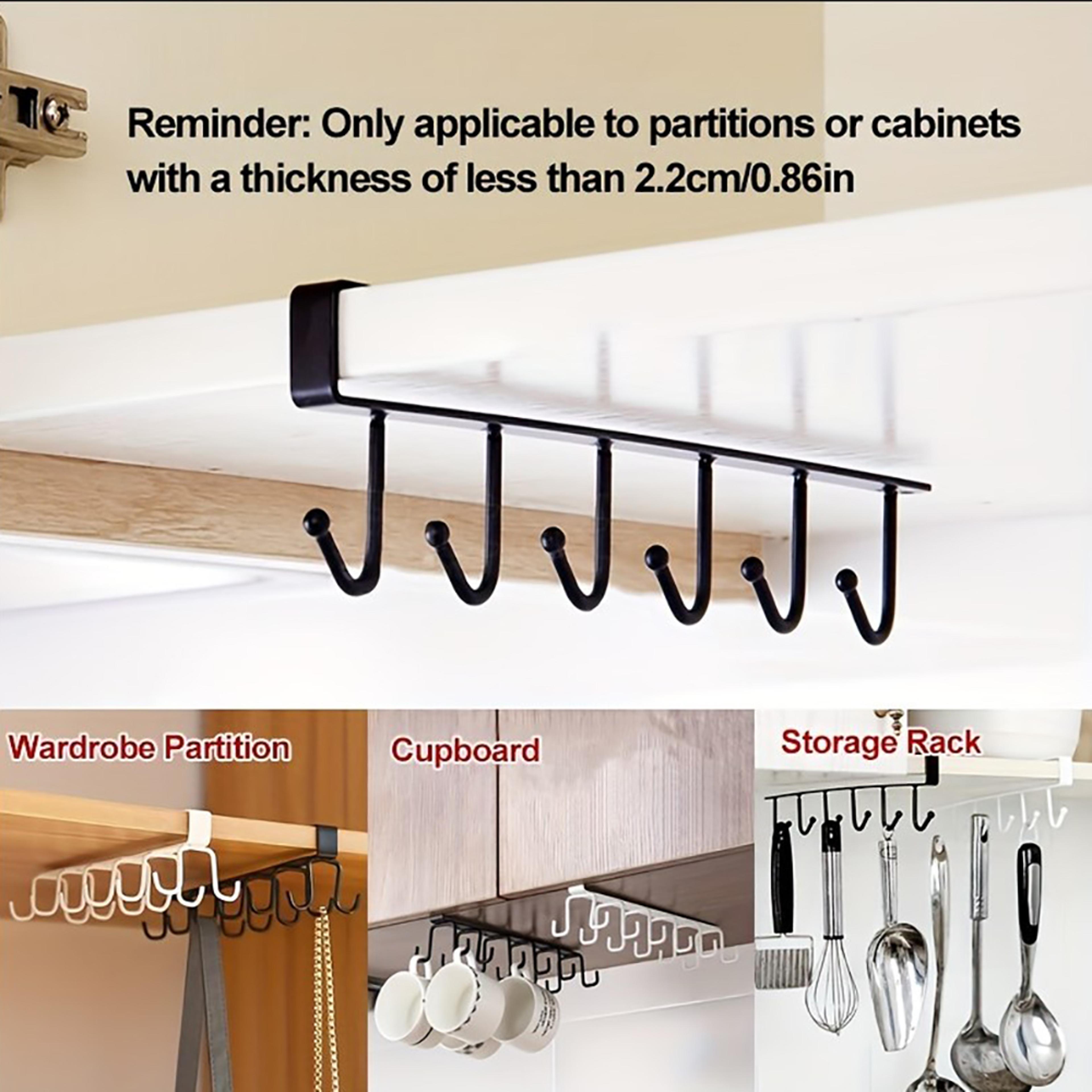 Under Cabinet Mug Rack Space Saving Hanging Cup Holder With 6 Or 12 Hooks 2