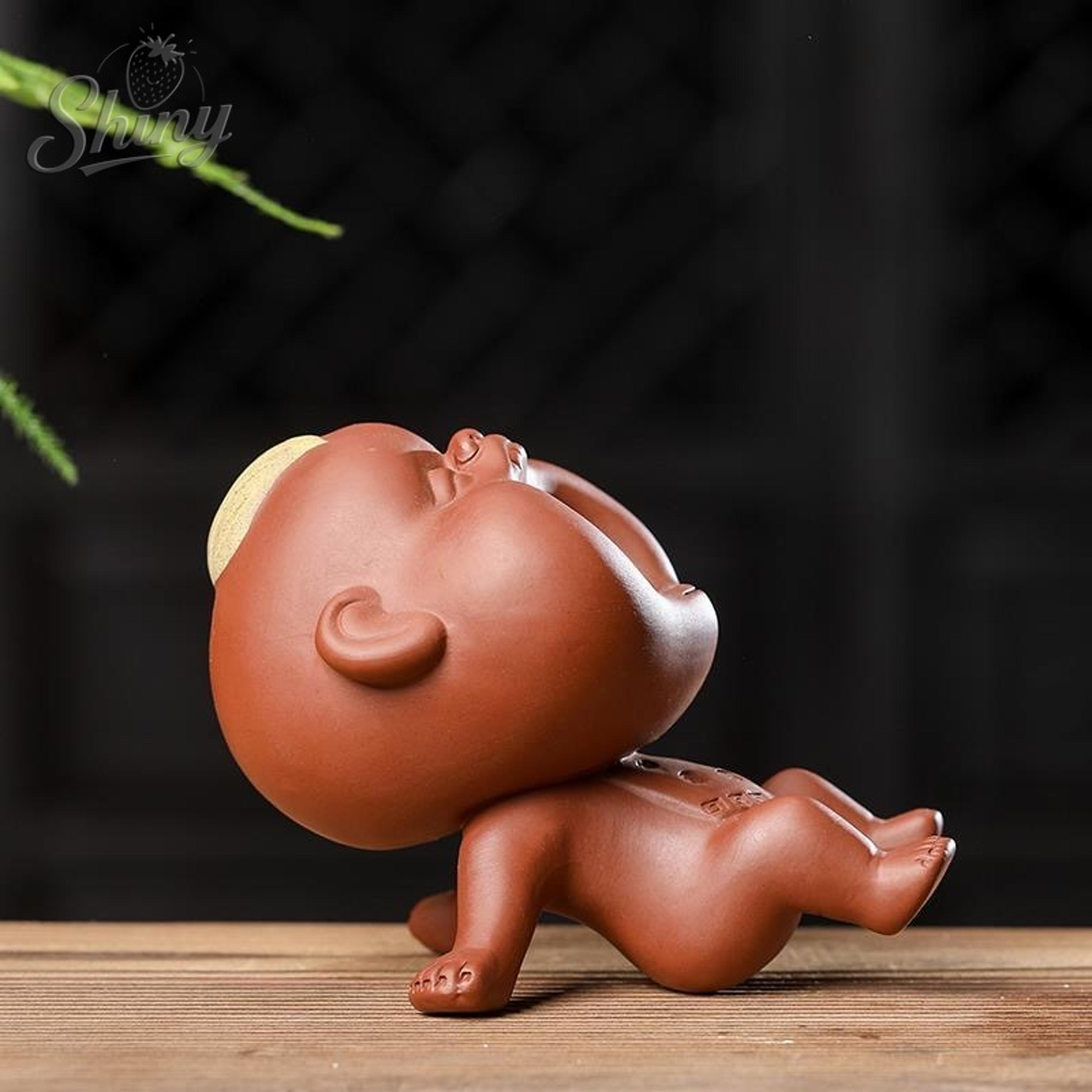 Purple Clay Peeing Boy Tea Pet Interactive Gongfu Tea Table Ornament 2