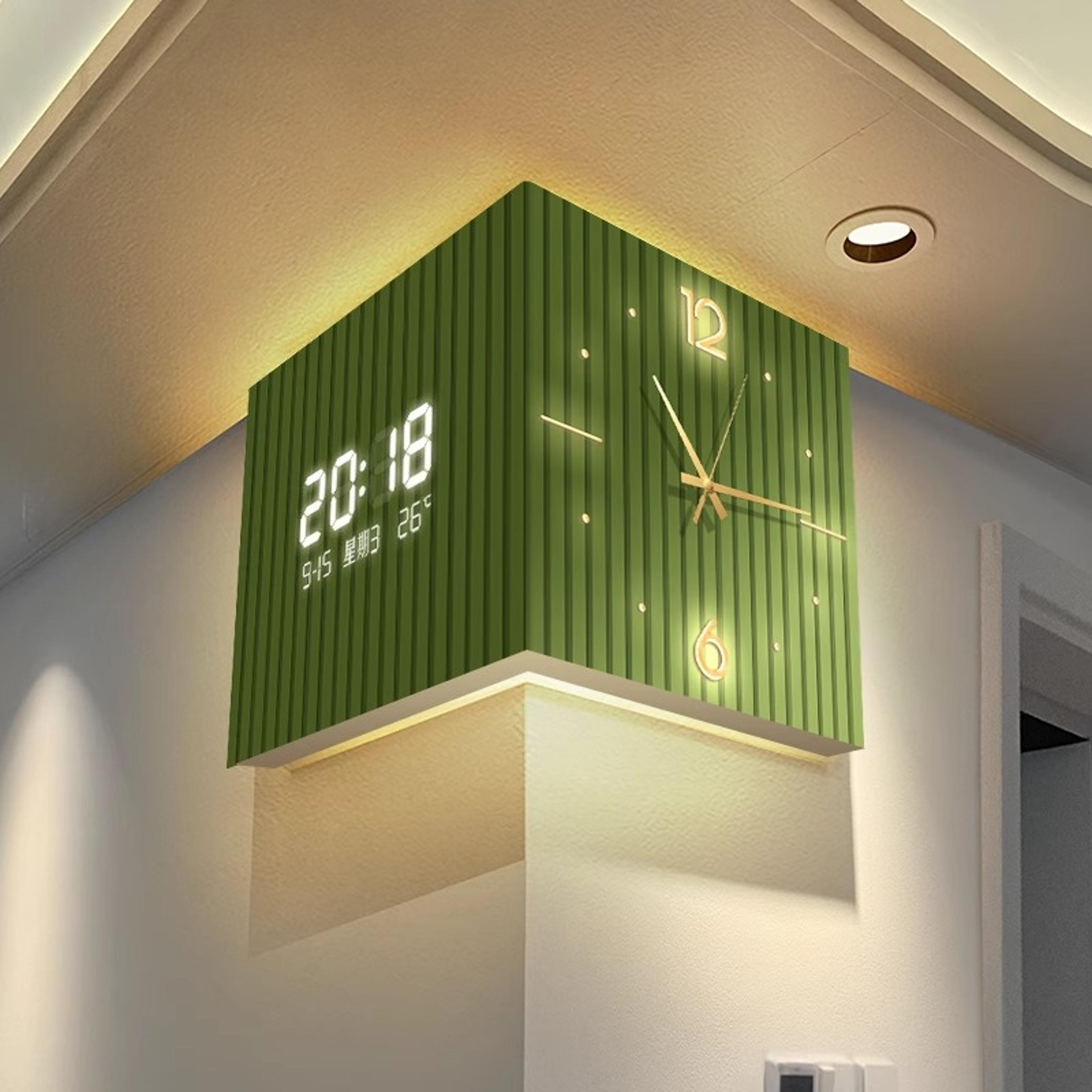 Modern DualSided Corner Clock With Warm LED Light And Minimalist Acrylic Wall Decor 4