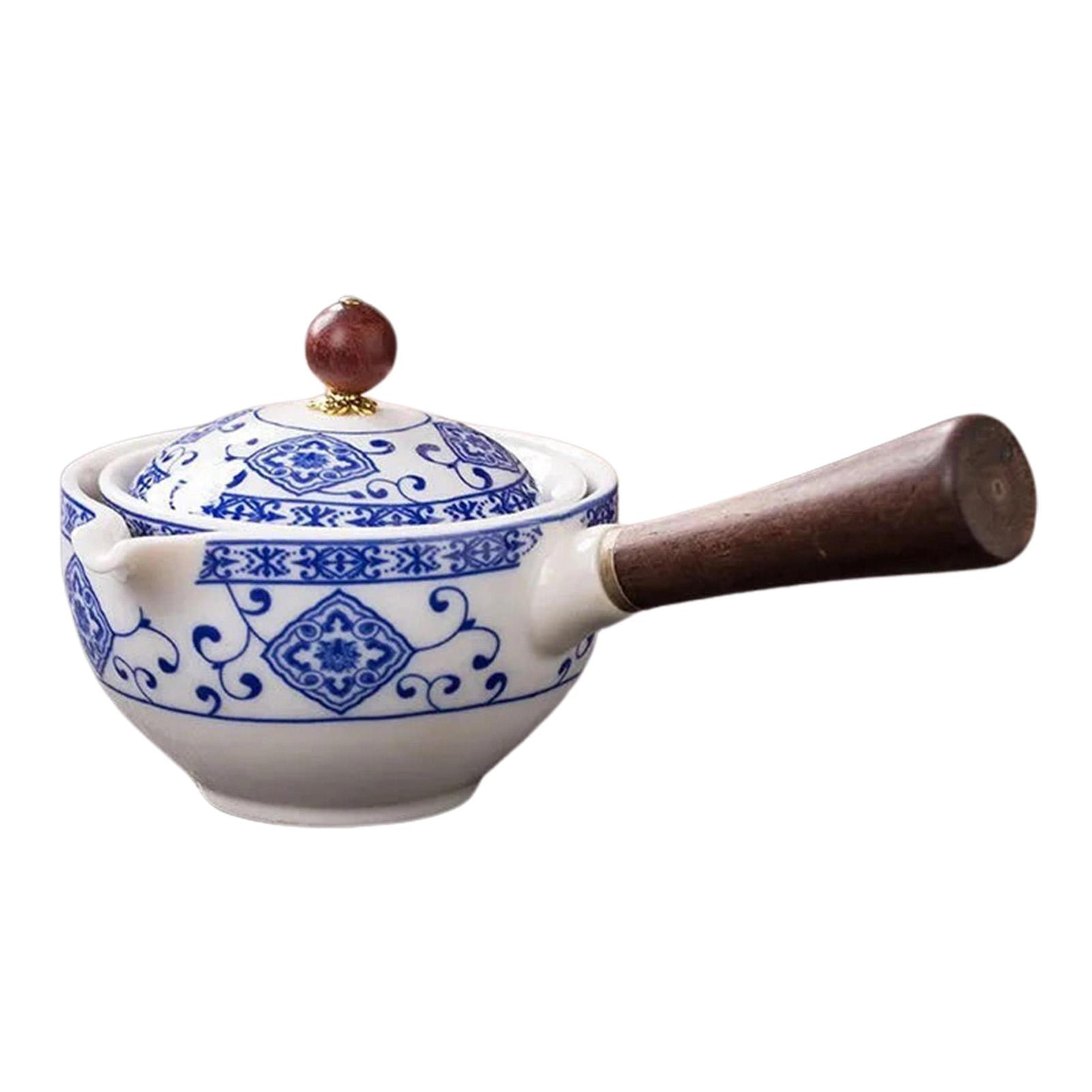 160ml Ceramic Teapot With Rotating Infuser And Wooden Side Handle For Gongfu Tea 15