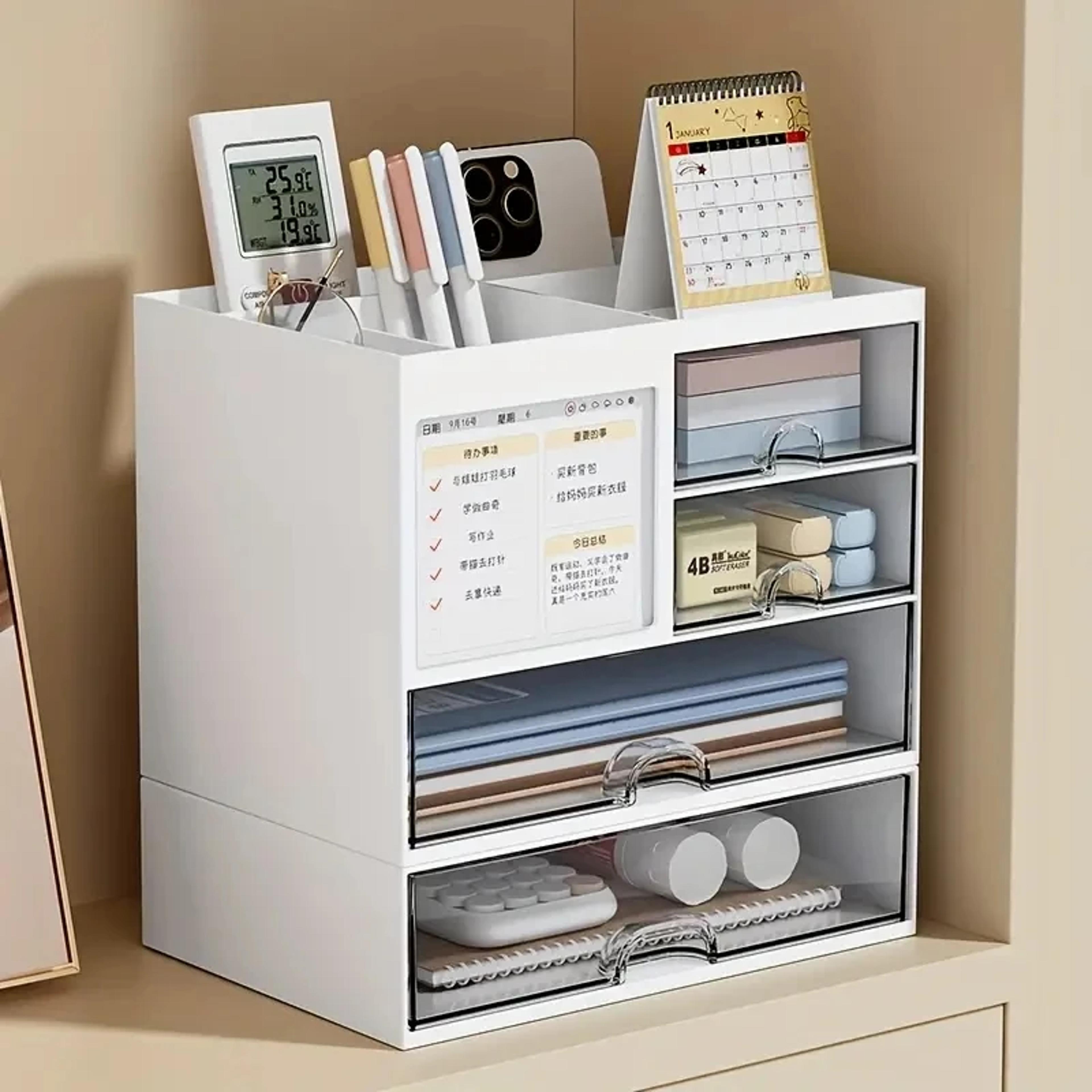 Desktop Drawer Organizer With MultiLayer Stationery Storage And Pen Holder 1