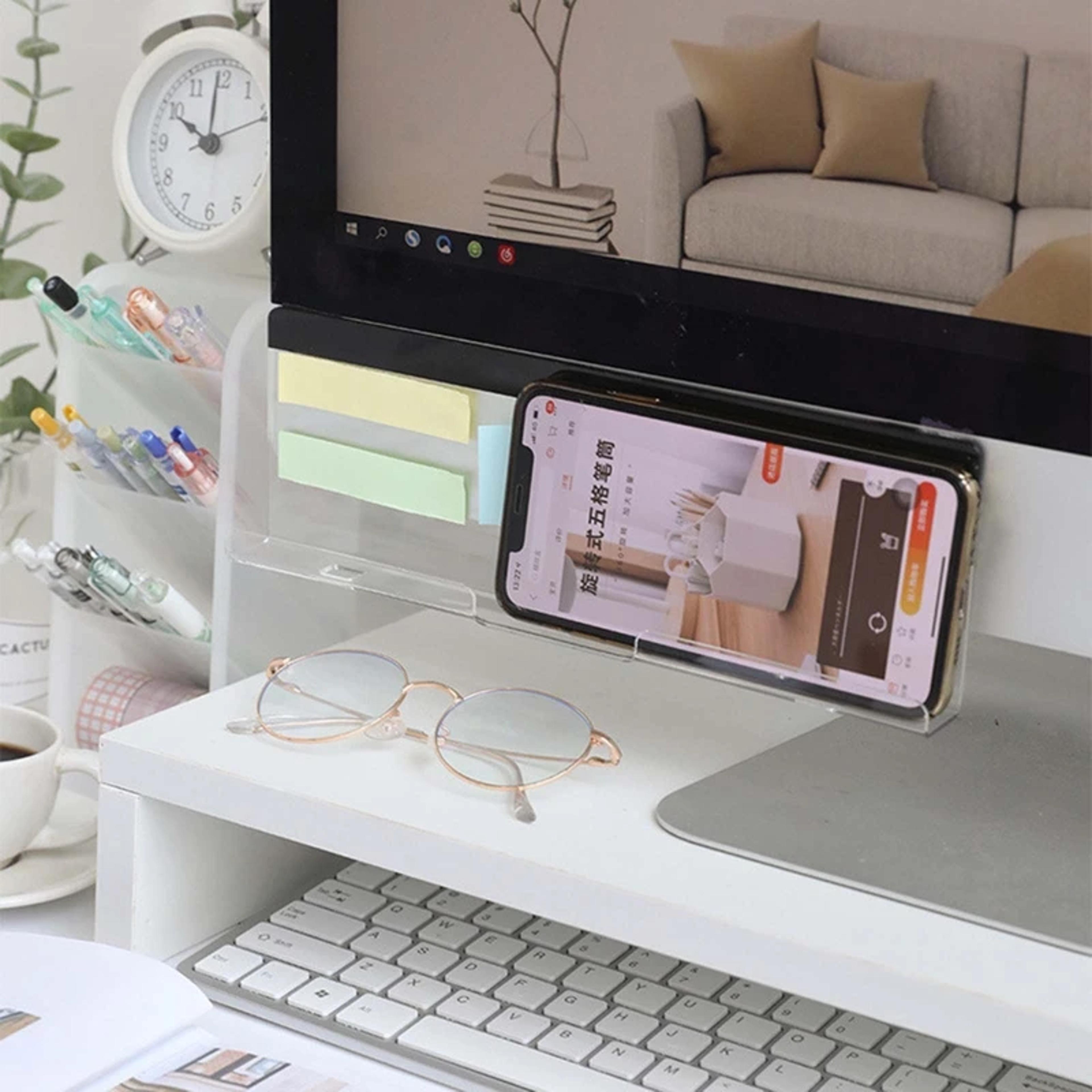Under Monitor Message Board Desk Organizer With Phone And Memo Storage 1