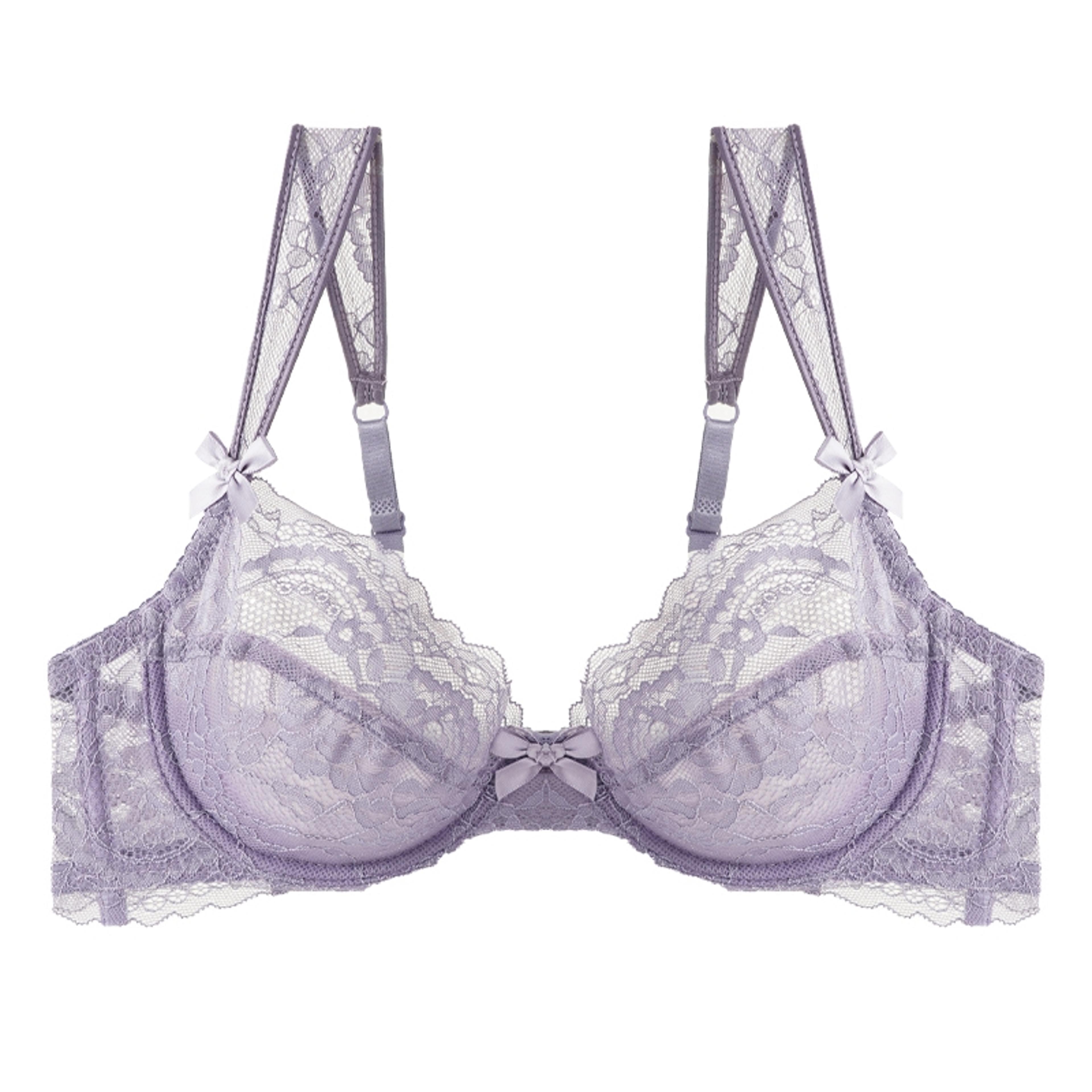 ultra thin lace underwire bra with adjustable straps and bow detail