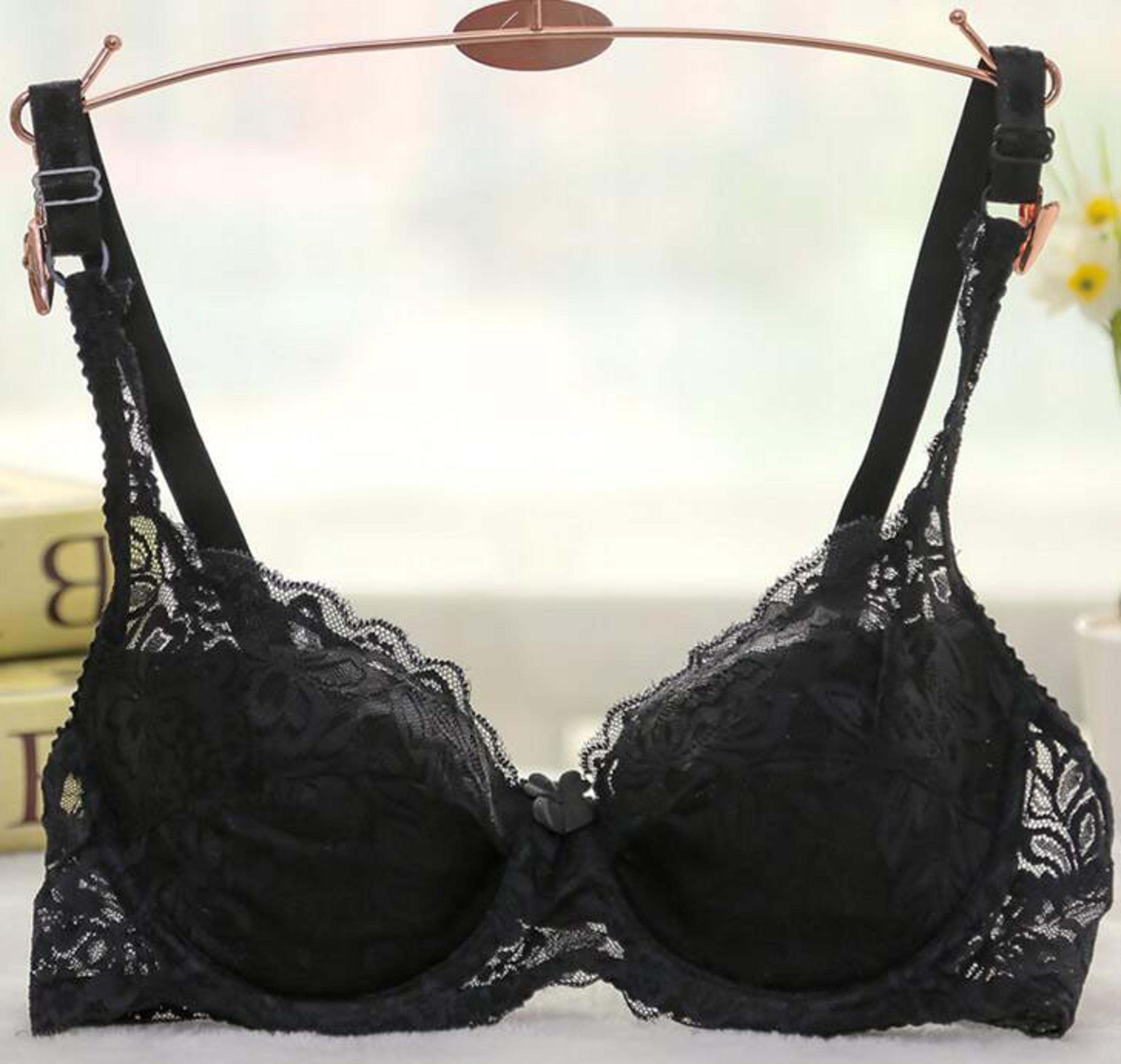 Breathable Lace Push Up Bra With Padded Three Quarter Cups And Adjustable Straps 10