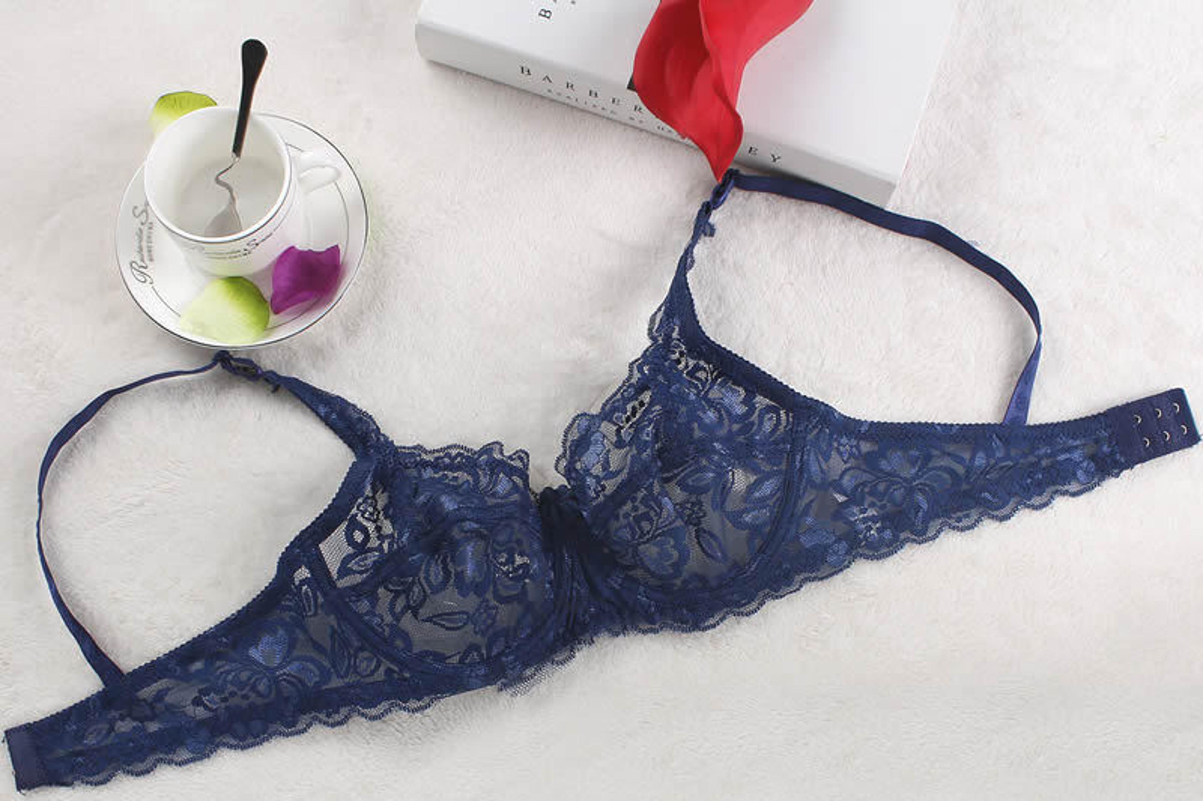 Breathable Lace Push Up Bra With Padded Three Quarter Cups And Adjustable Straps 16