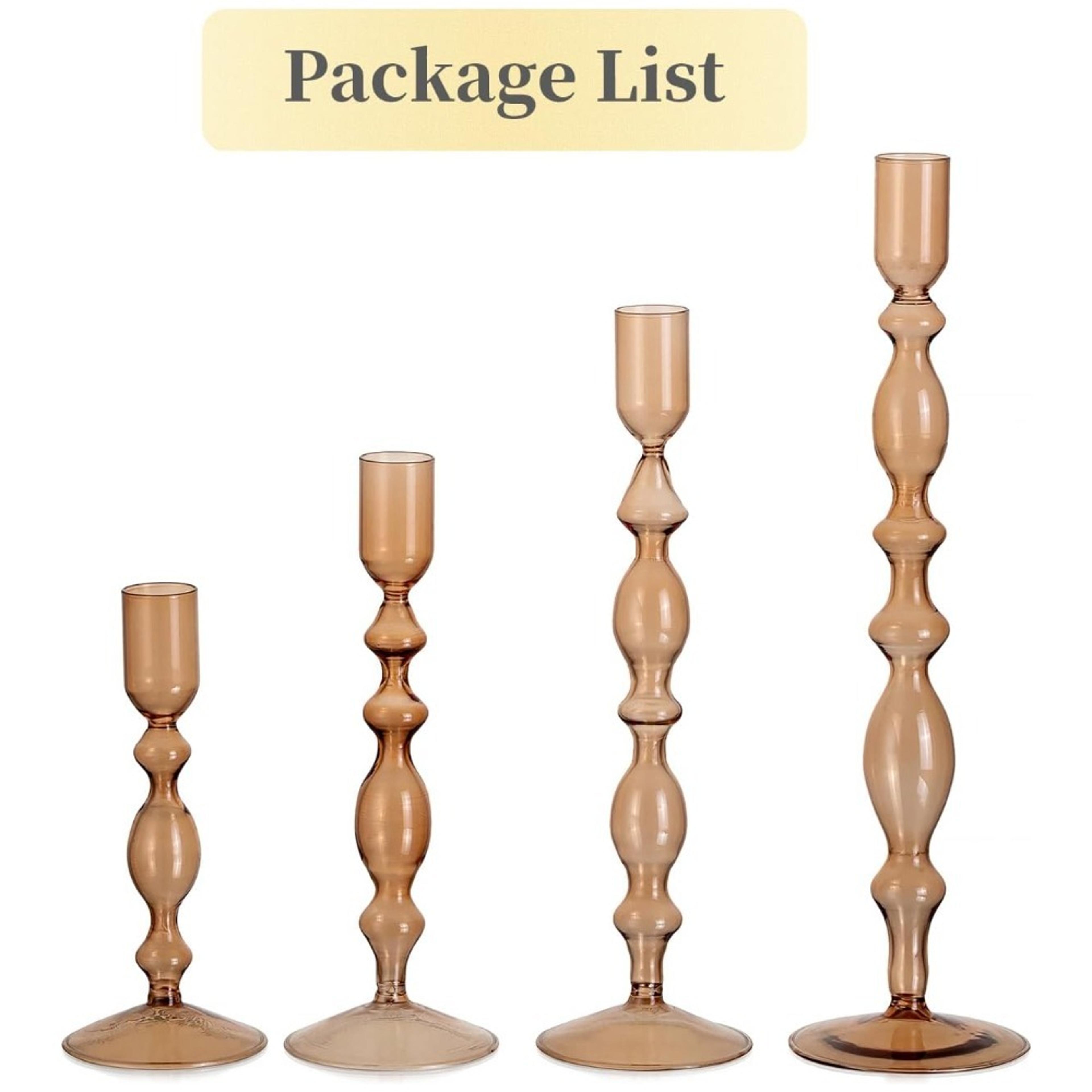 3 Piece Glass Taper Candle Holders Modern Wavy Candlestick Set 10
