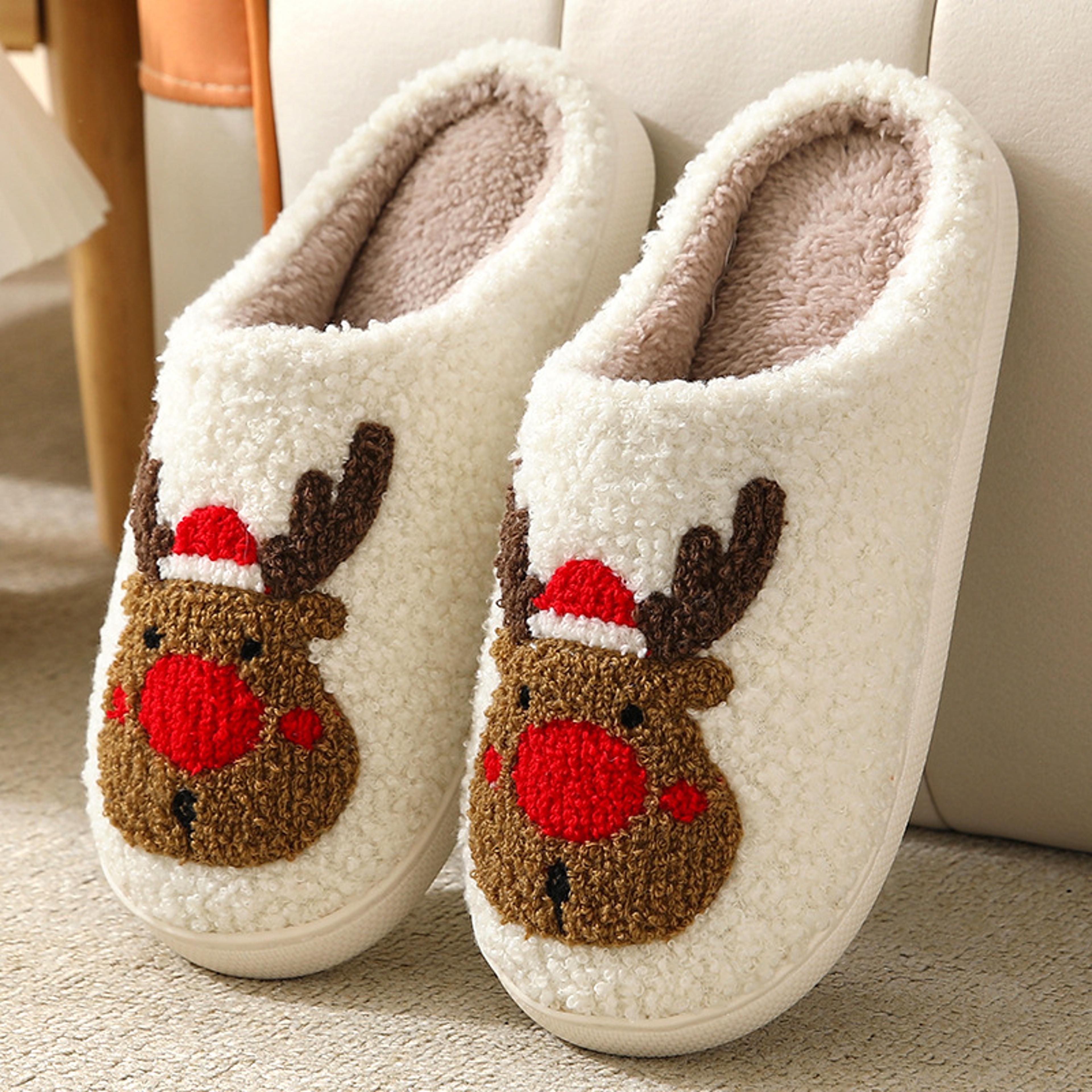 Womens Plush Winter Slippers With EVA Sole And Patchwork Design 8