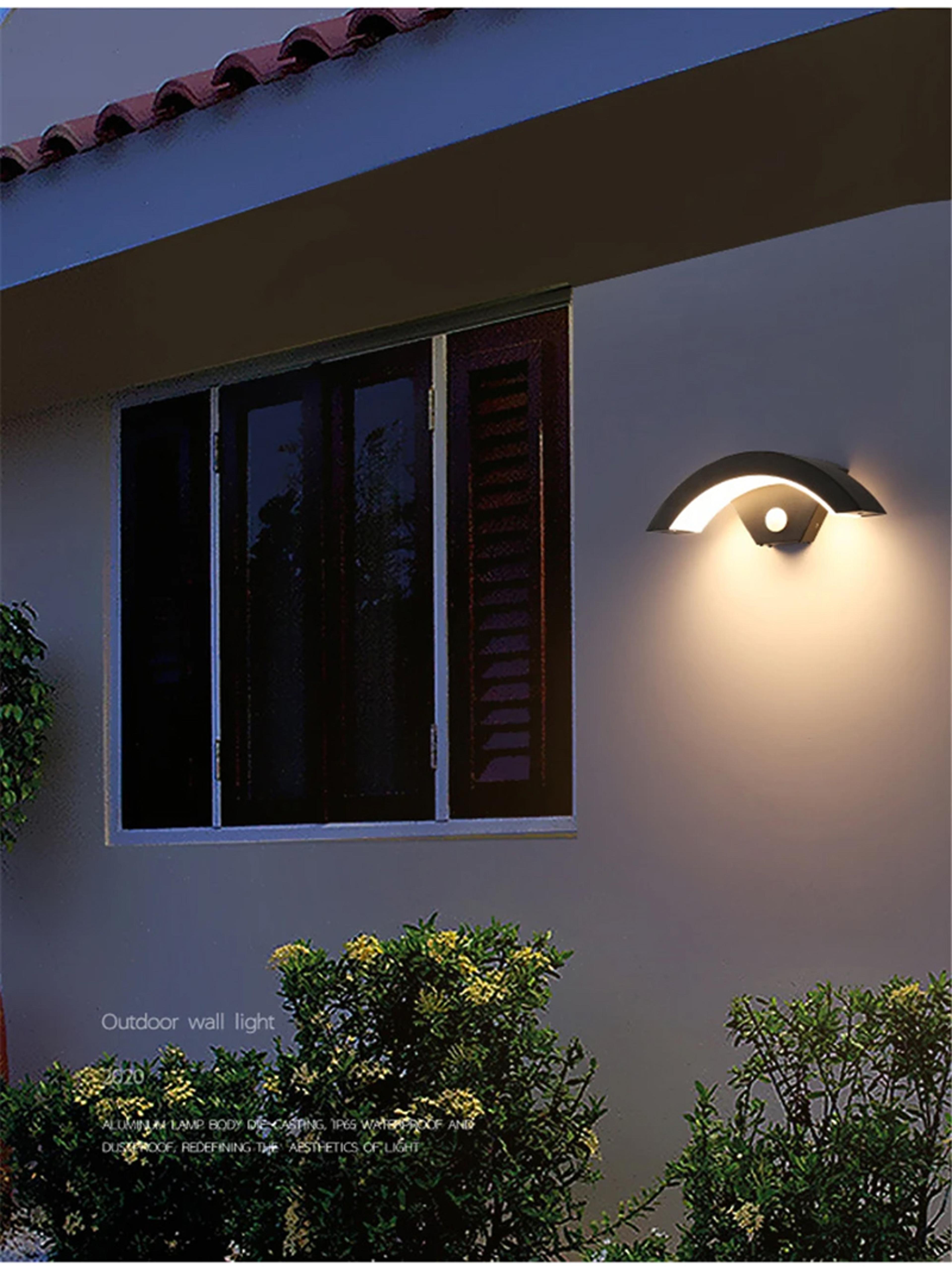 Outdoor PIR Motion Sensor Wall Light 12W IP65 LED Porch Lamp 5