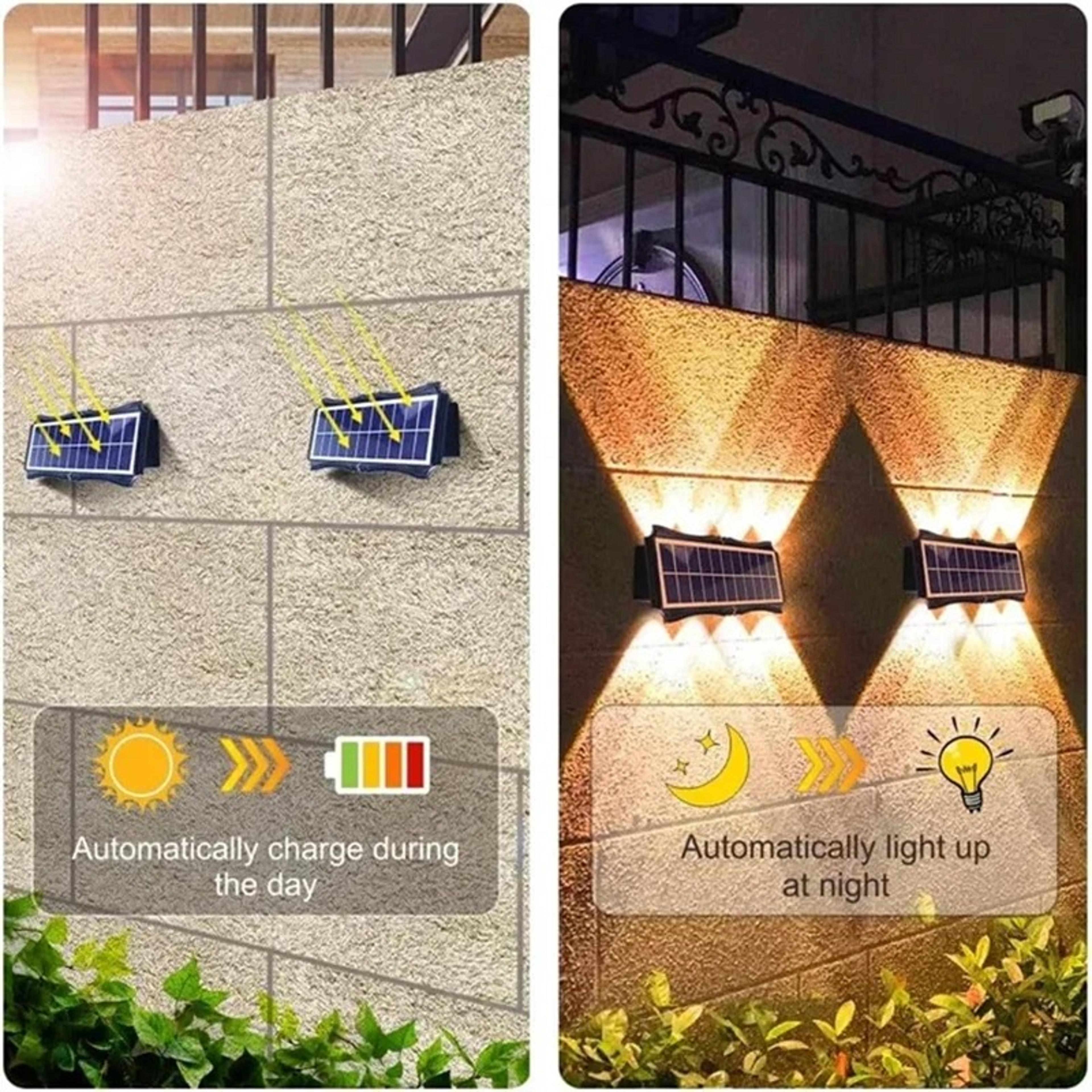 Solar Wall Light With Up And Down LED Lighting IP65 Outdoor Garden And Balcony Spotlight 1
