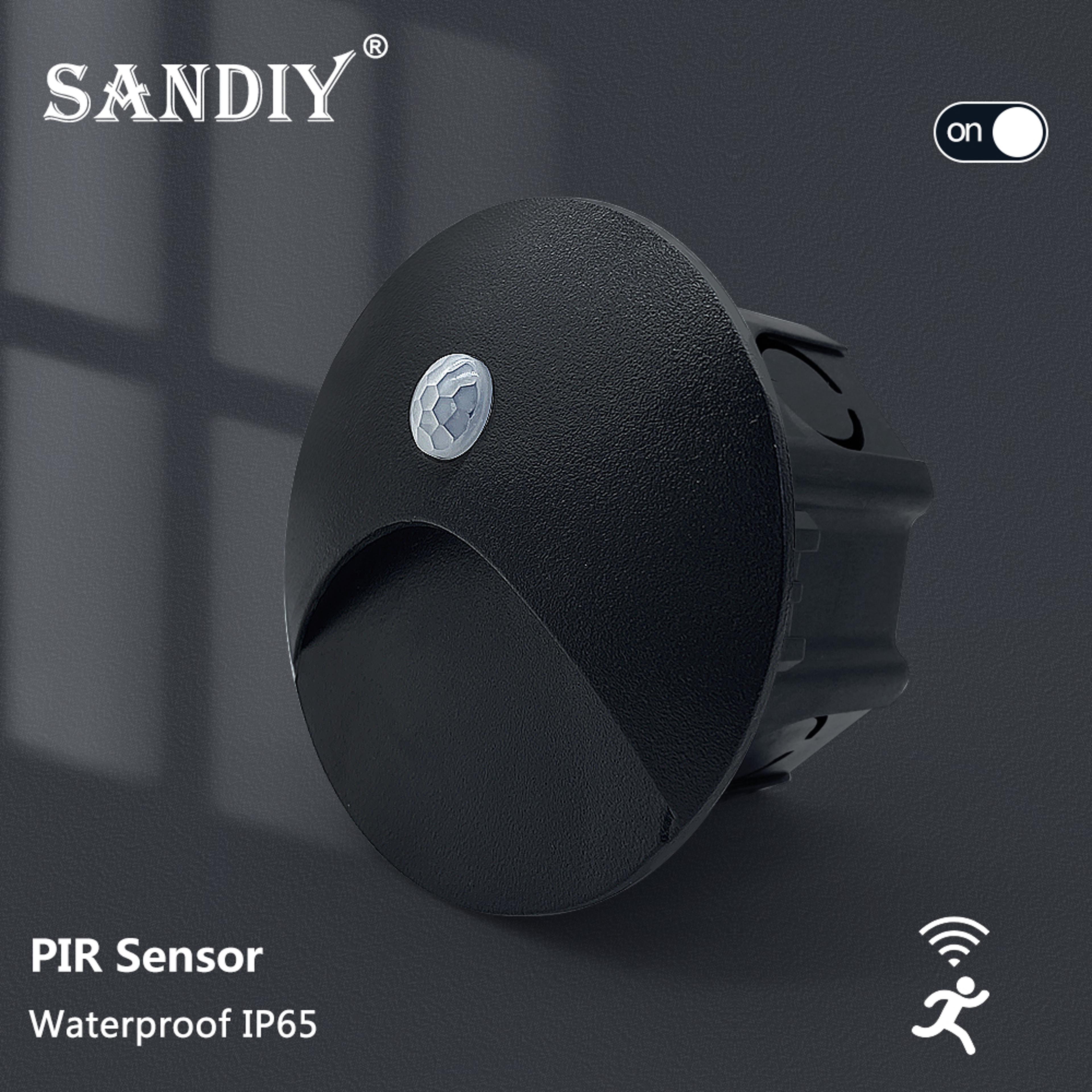 Recessed LED Outdoor Step Light With Sensor IP65 Waterproof Wall Lamp 3