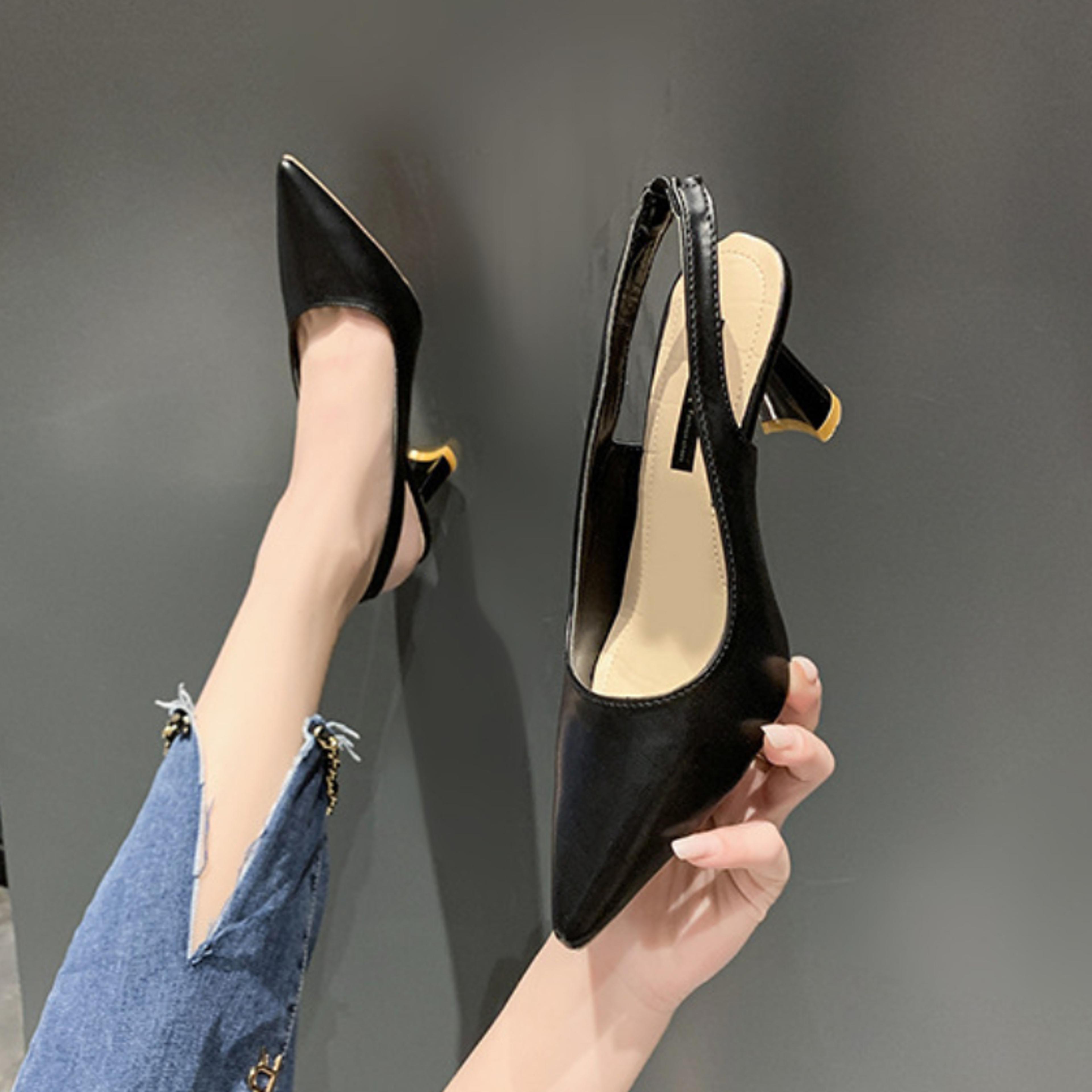 Pointed Toe Slingback Stiletto Heels With PU Upper And SlipOn Design 3