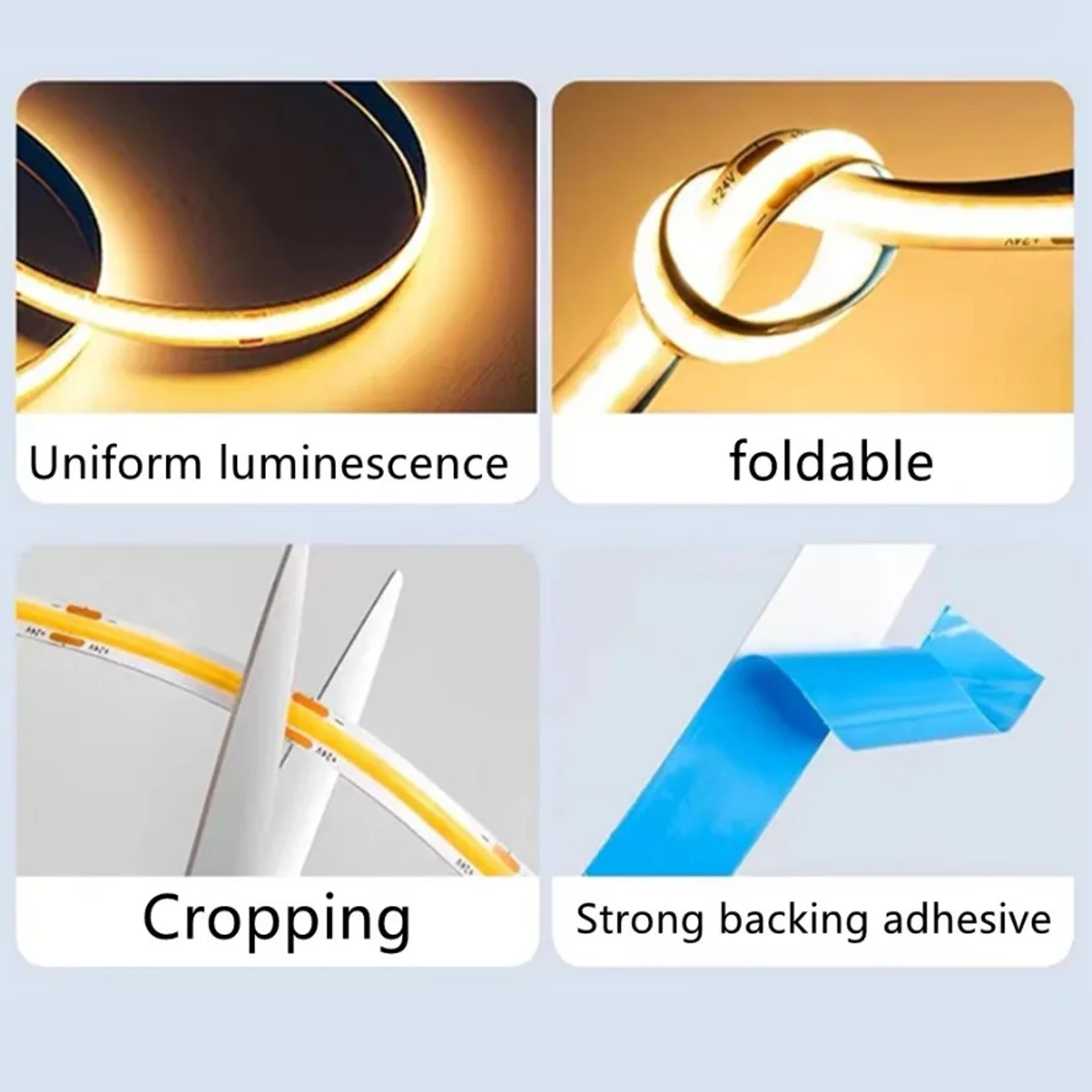 COB LED Strip Light 12V 24V High Density Flexible Tape Light 2
