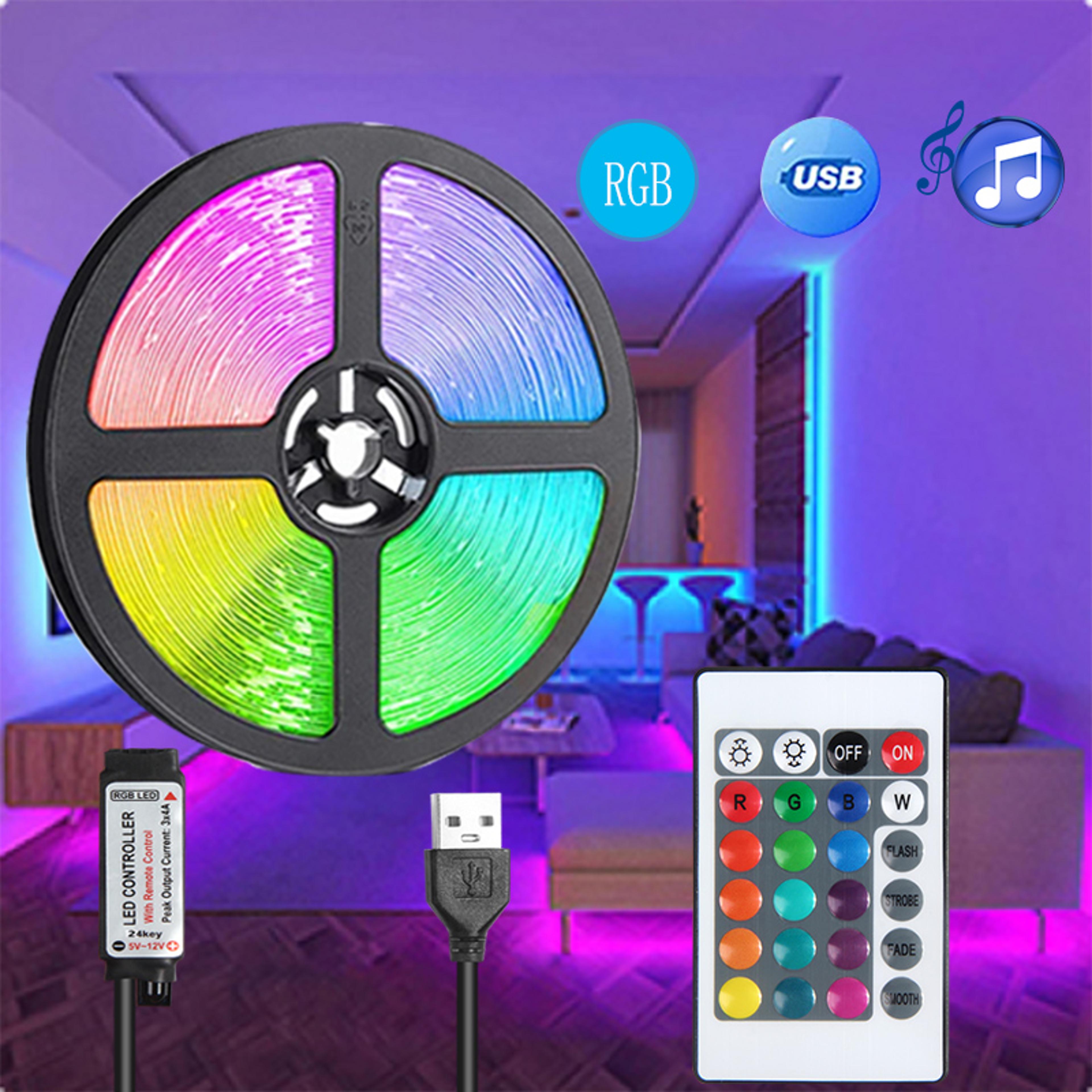 5V RGB LED Strip Light With USB Power And 24Key Infrared Remote 1