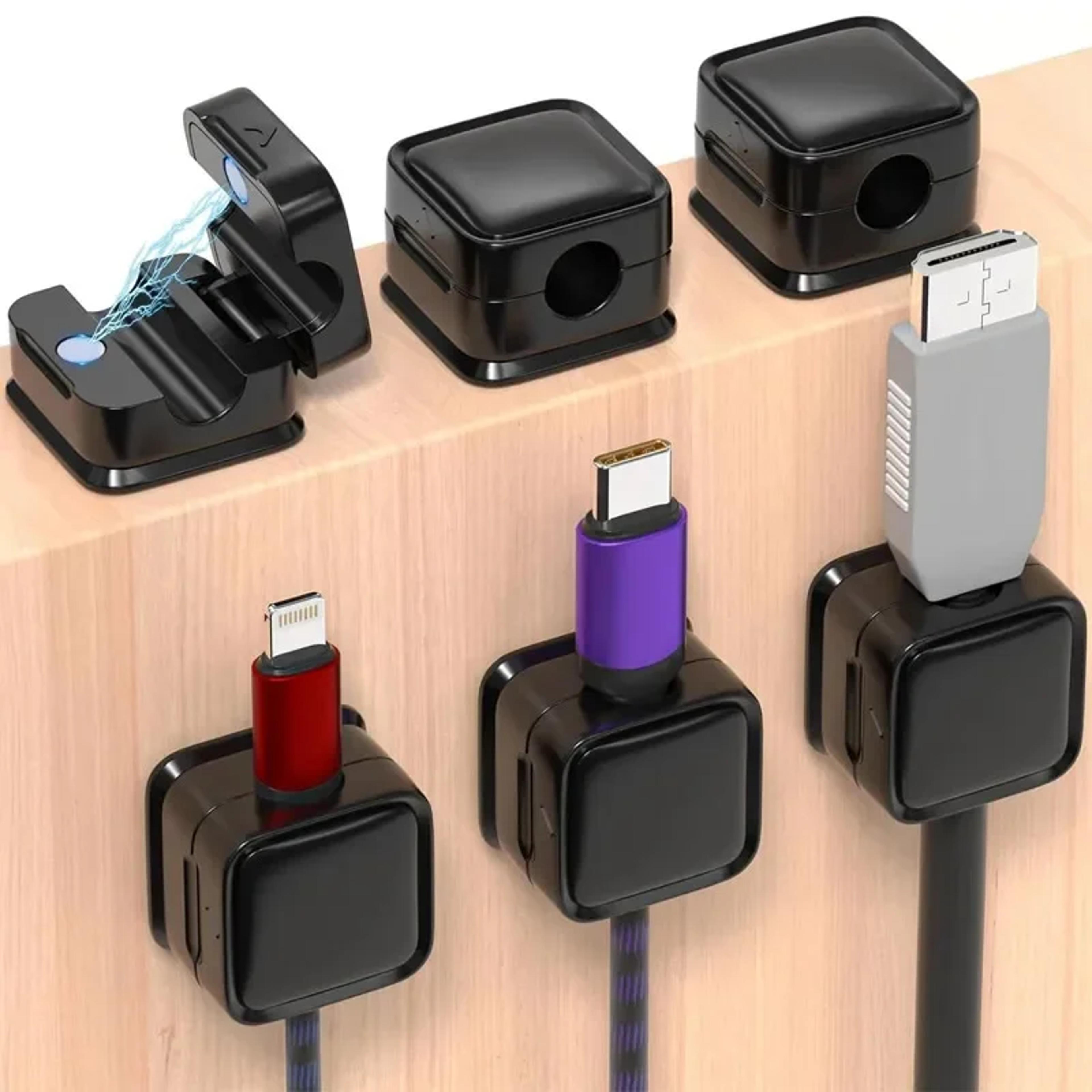 6PCS Magnetic Cable Clips Adjustable Under Desk Cord Organizer 4