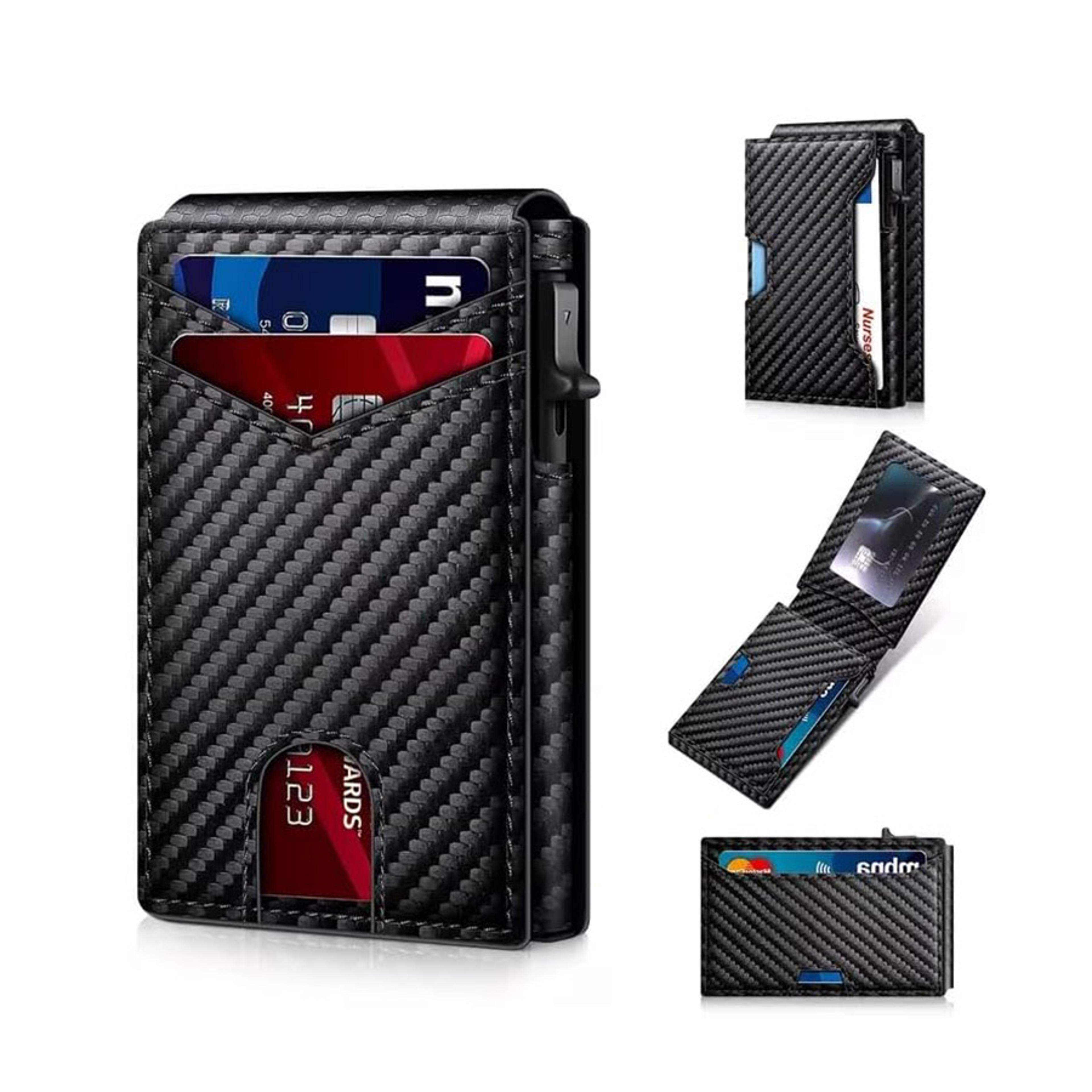 RFID Blocking Pop Up Wallet With Microfiber Leather And Aluminum Card Holder 0