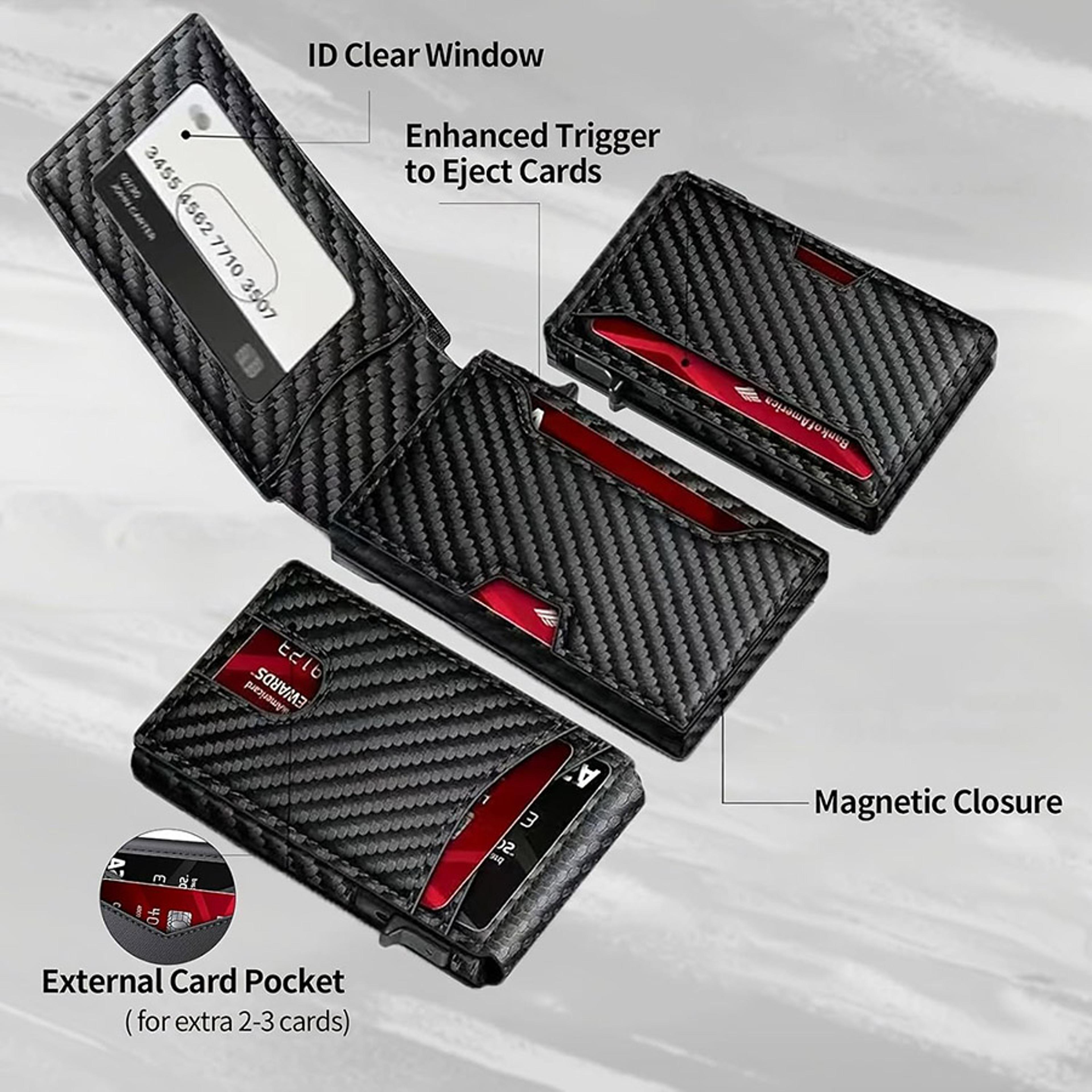 RFID Blocking Pop Up Wallet With Microfiber Leather And Aluminum Card Holder 2