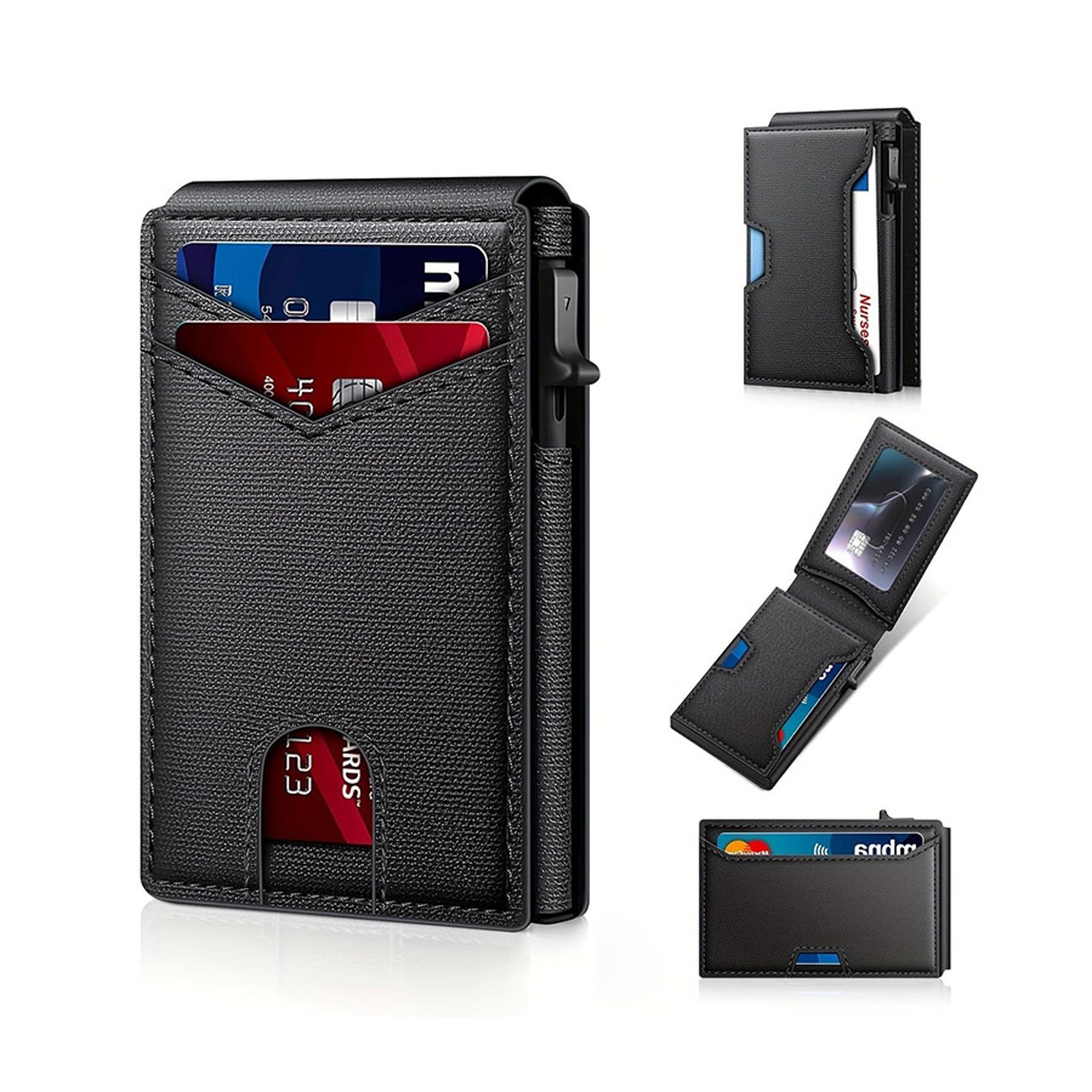 RFID Blocking Pop Up Wallet With Microfiber Leather And Aluminum Card Holder 6