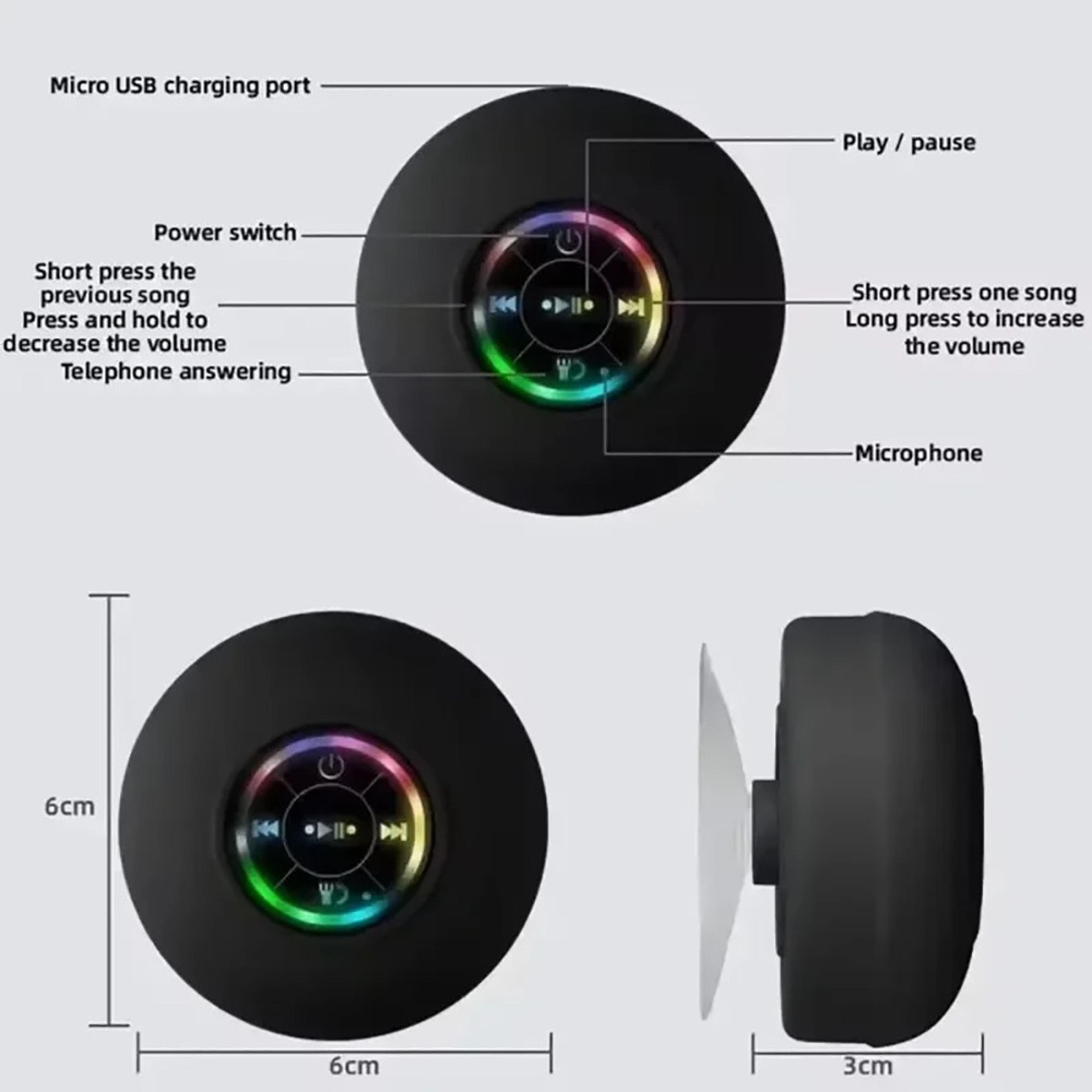 Portable Bluetooth Speaker With IPX4 Waterproof Design Suction Cup And BuiltIn Microphone 2