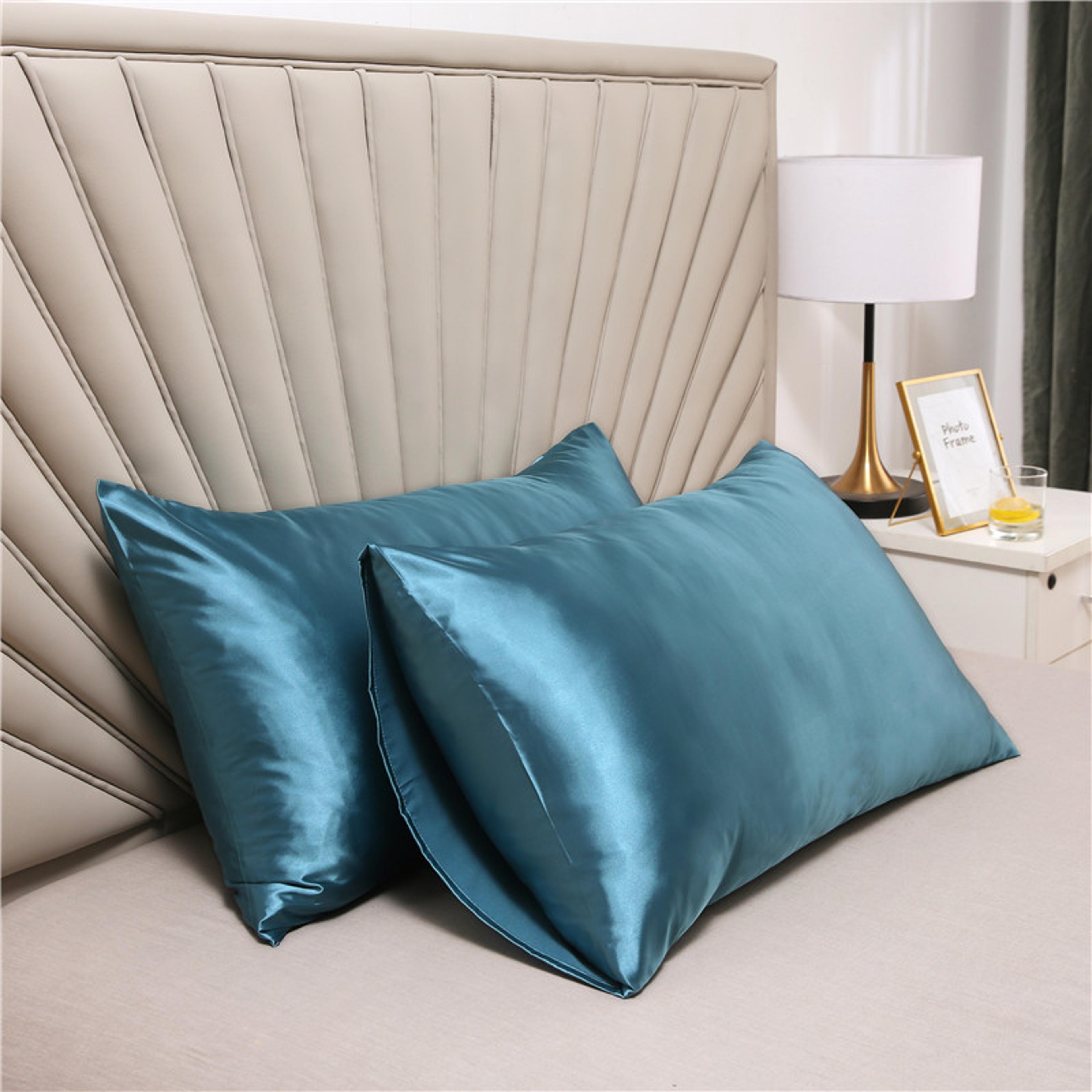 Silky Satin Pillowcase Polyester Cotton Solid Pillow Cover For Standard And Queen Pillows 1