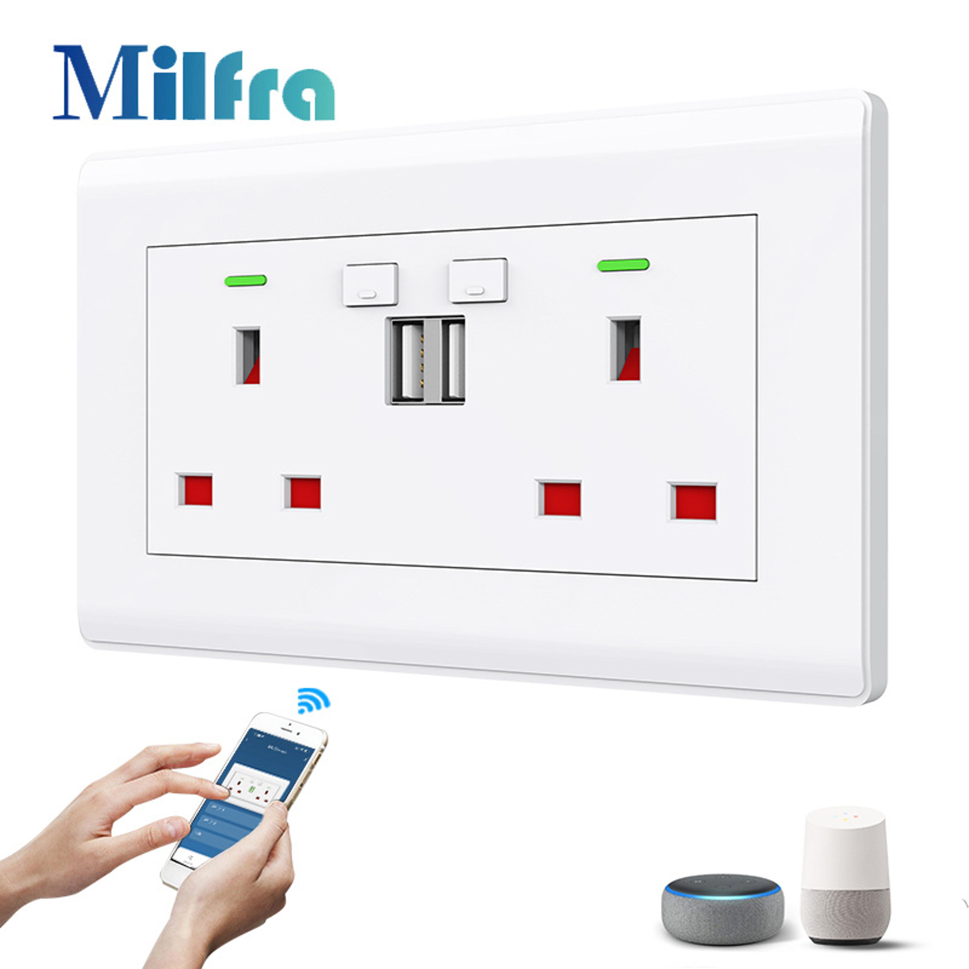 WiFi Smart Wall Socket With Dual USB Ports Voice Control And UK Plug 1