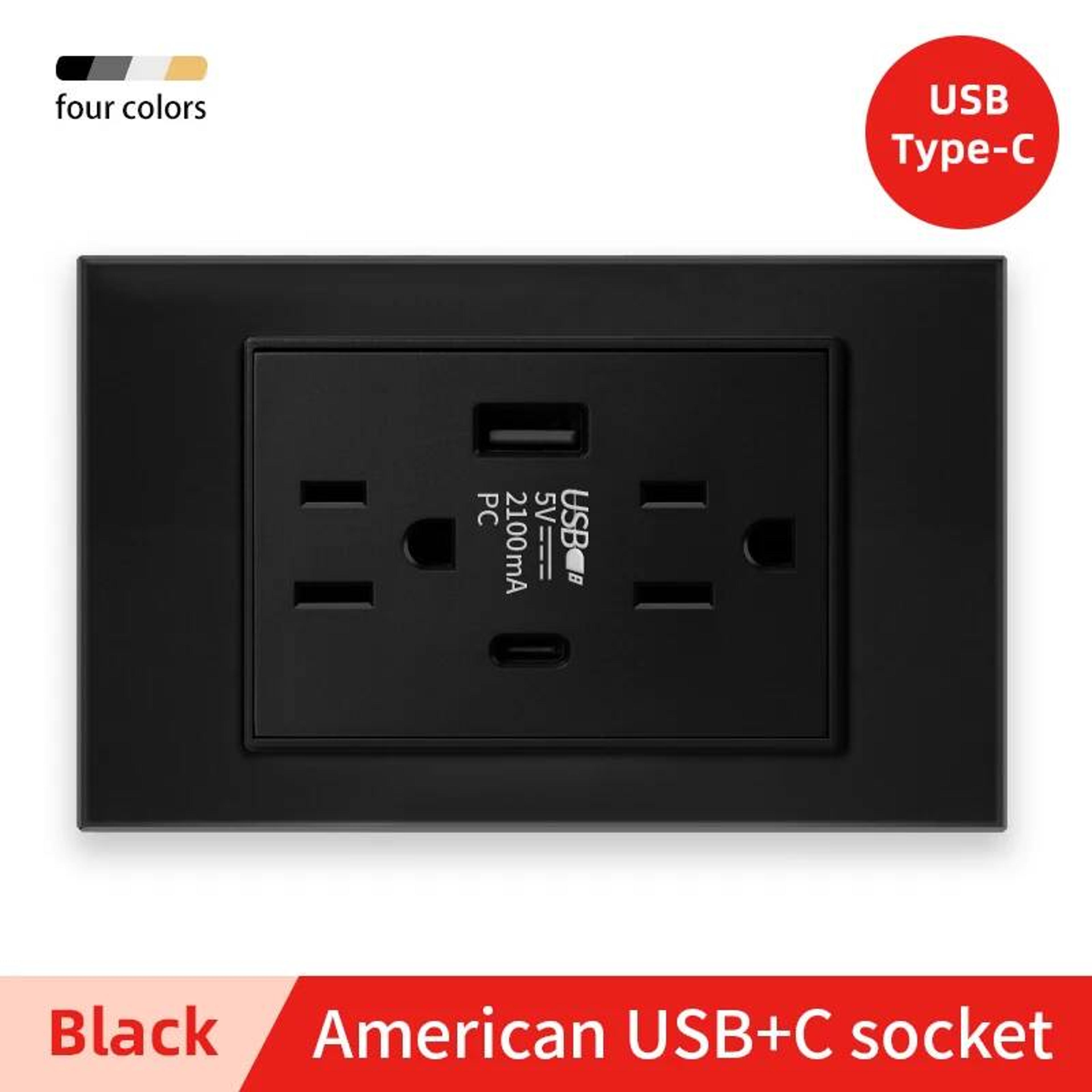 Dual USB Wall Outlet 15A Combined Socket With Standard Grounding 6