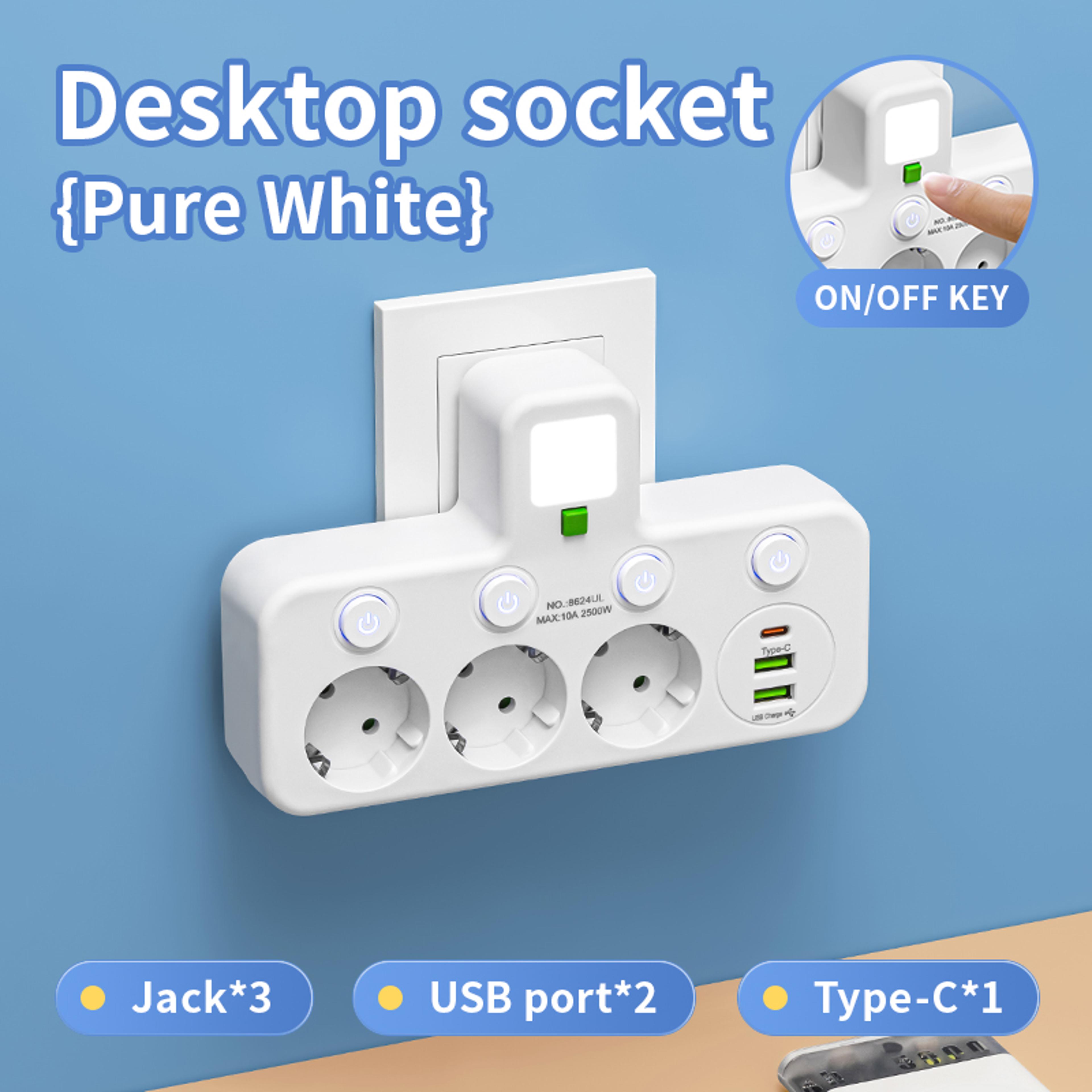 4 Outlet Power Strip With EU Plug USB Type C PD Charging And Indicator Switch 9