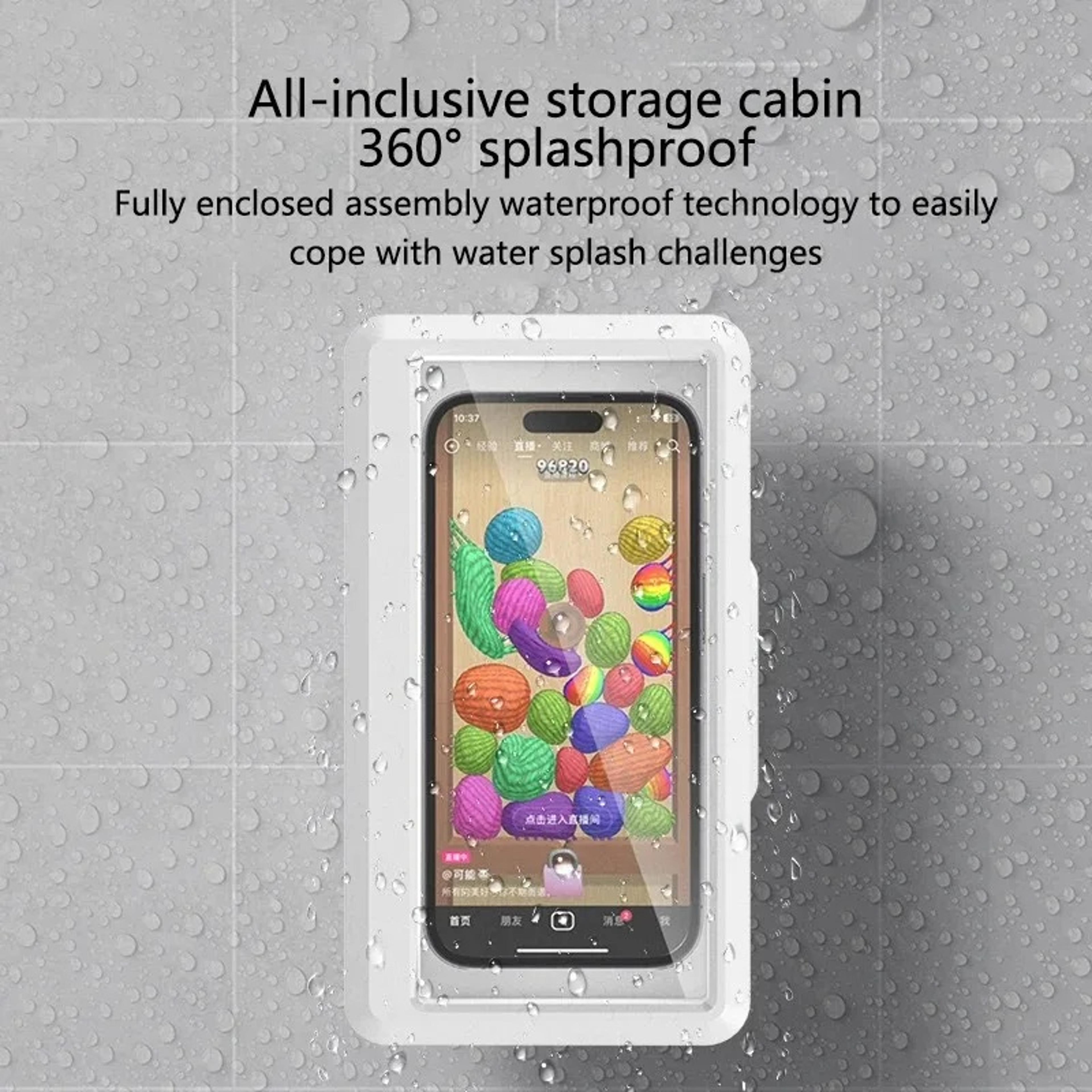 Waterproof Shower Phone Holder With Touch Screen And 360 Degree Adjustable Wall Mount 3