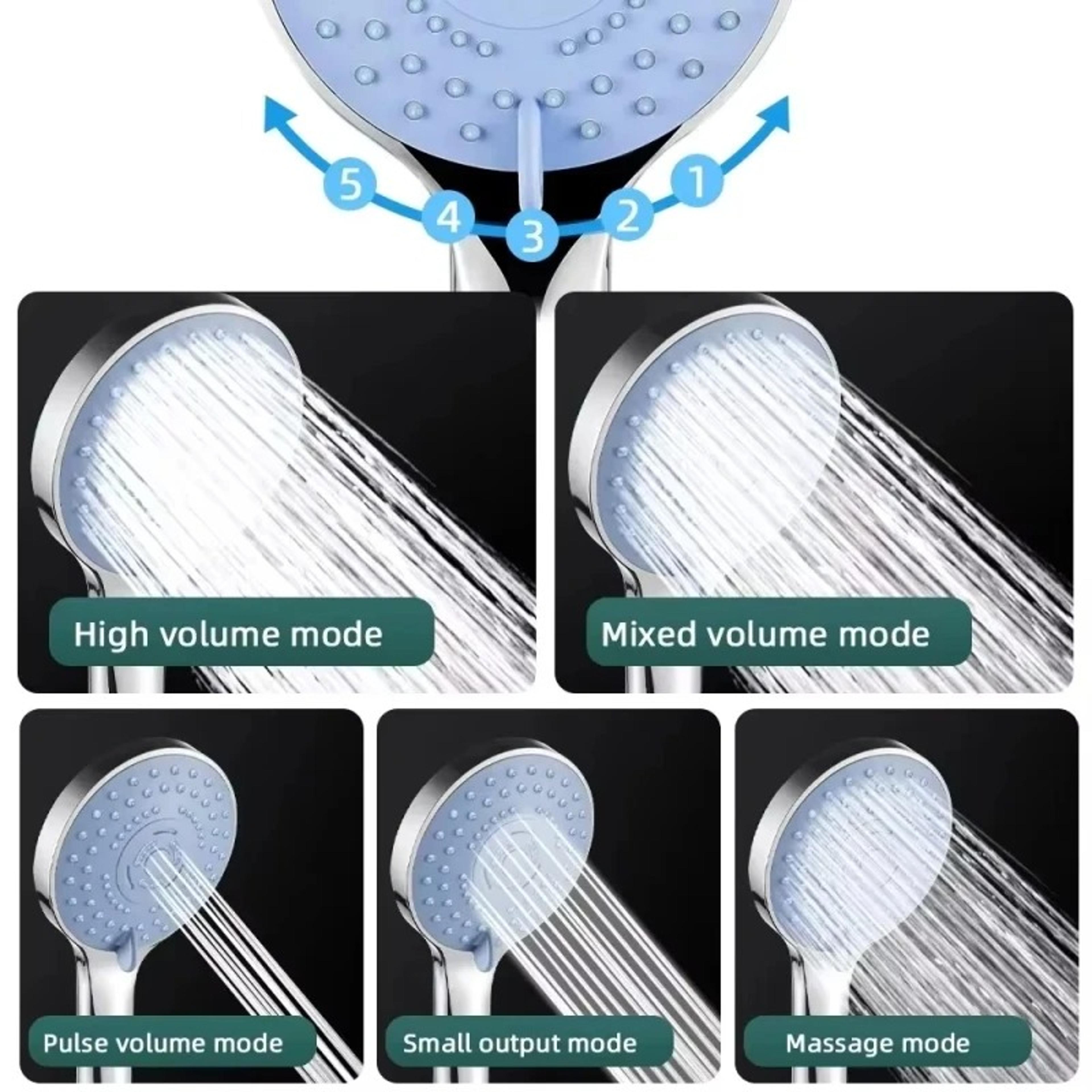Handheld Shower Head 3Piece Set With 5Speed Large Panel Design 6