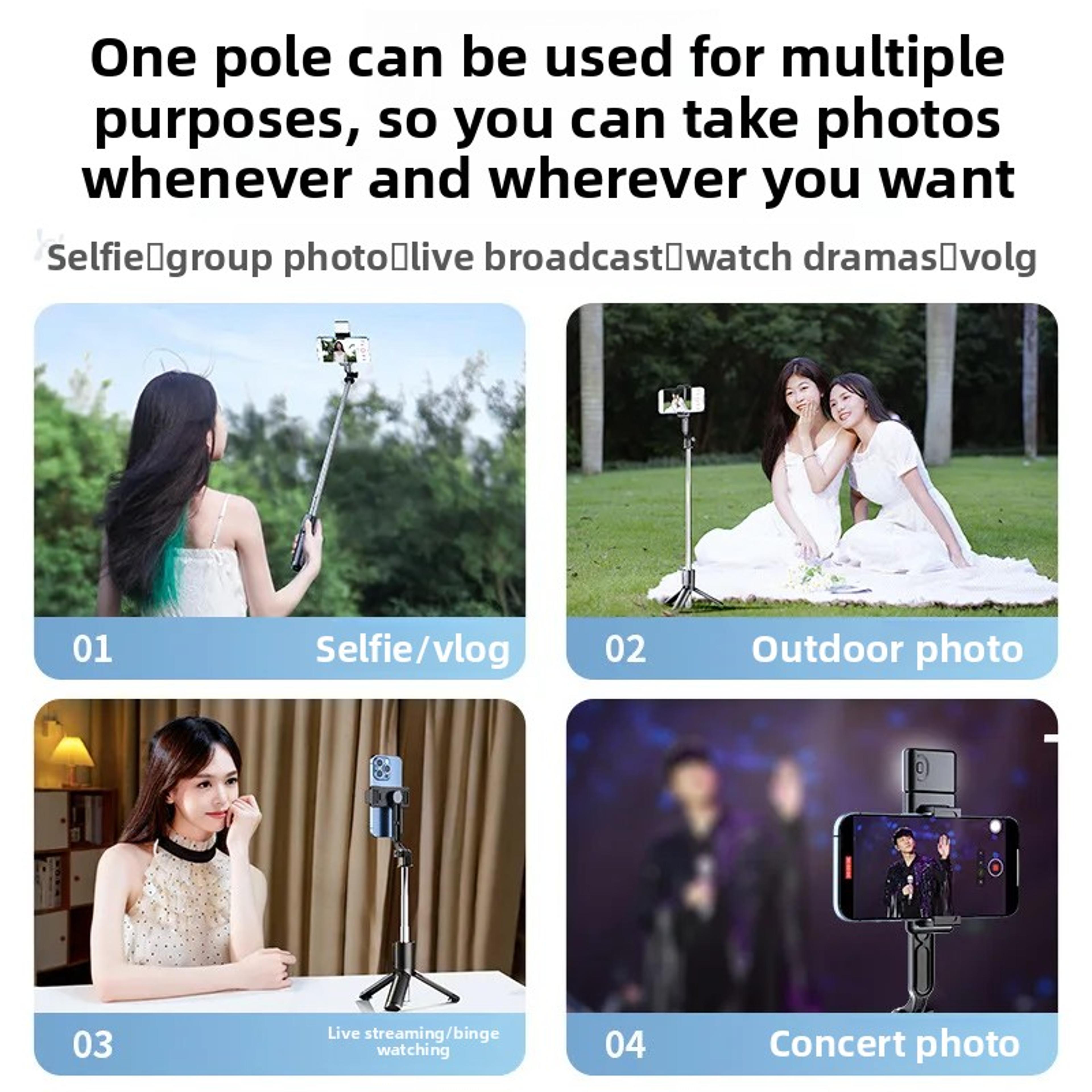 Foldable Bluetooth Selfie Stick Tripod With Smartphone Holder 6