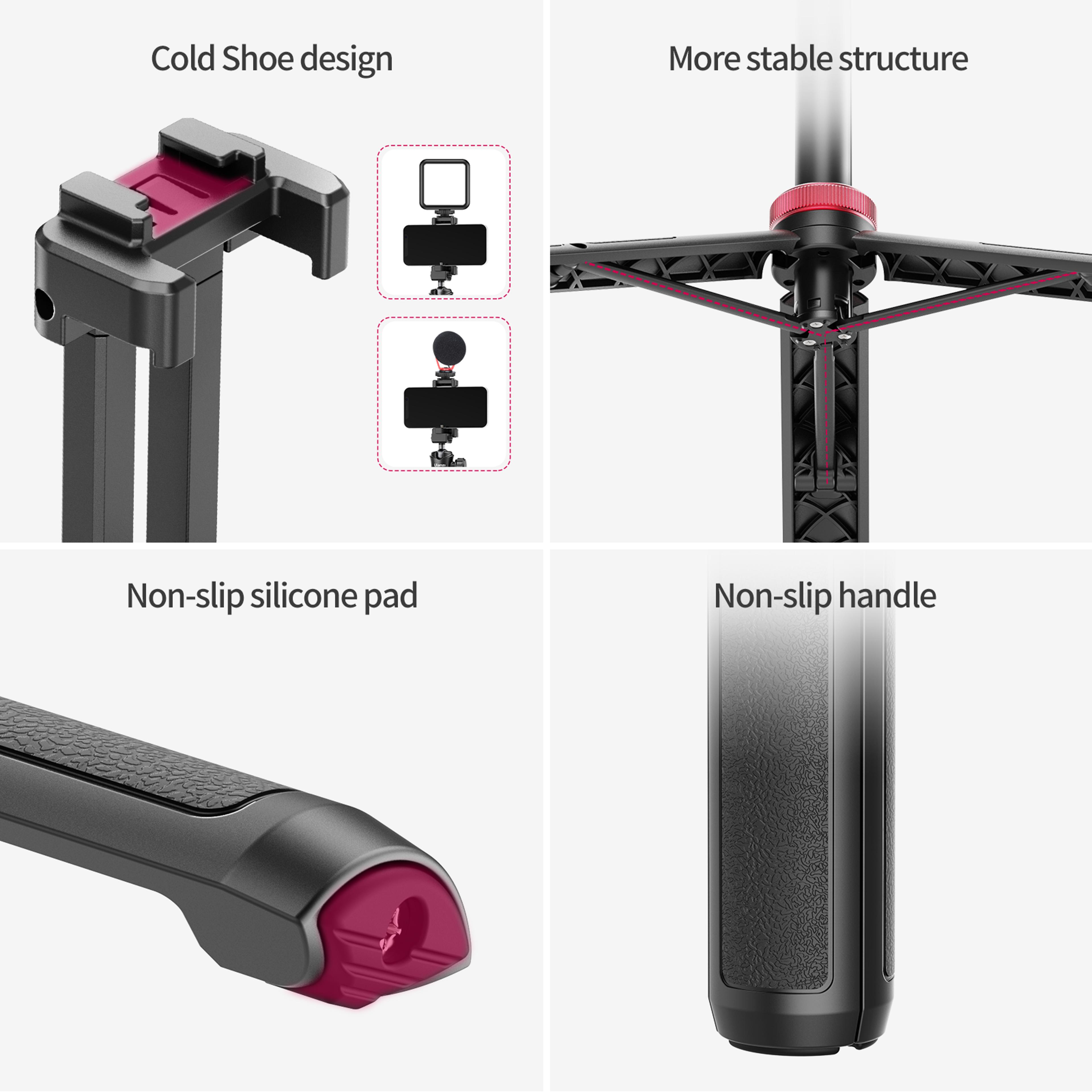 Extendable Selfie Stick Tripod With Phone Clamp And 360 Degree Rotating Head 4