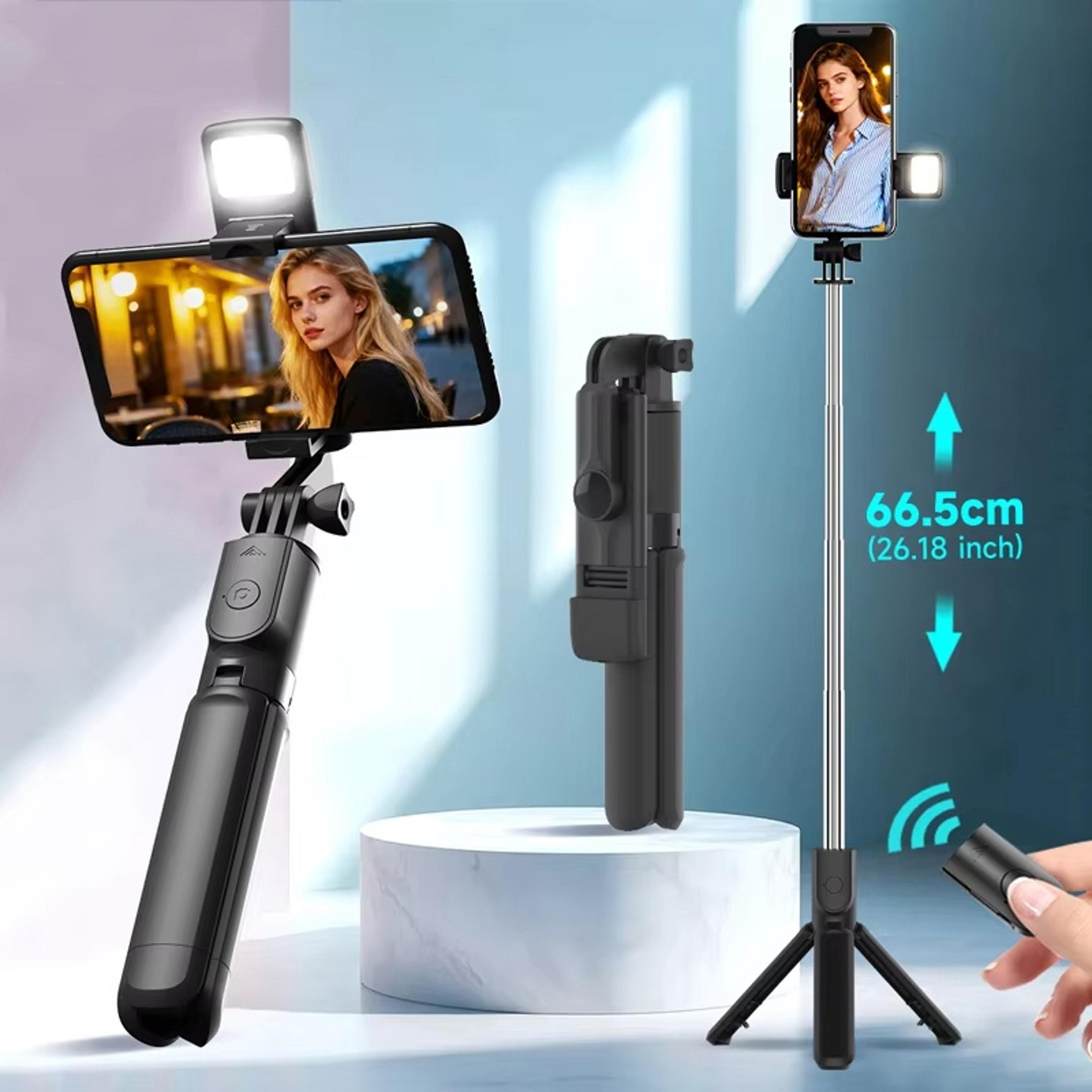 Bluetooth Selfie Stick Tripod With Wireless Remote And LED Fill Light 1